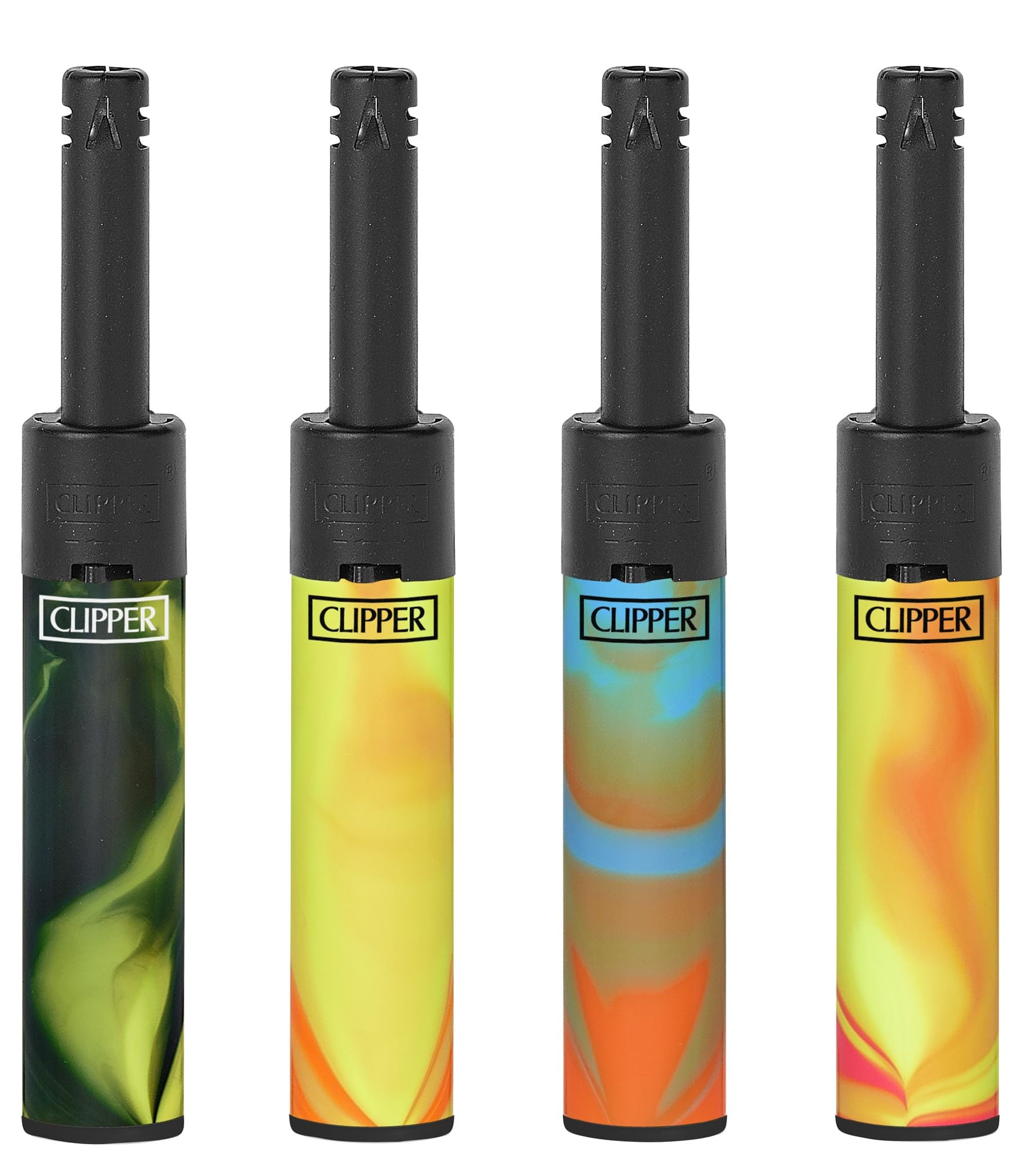 Clipper Mini Tube Lighters, Set of 4, Refillable, (NEBULA MIX 6)