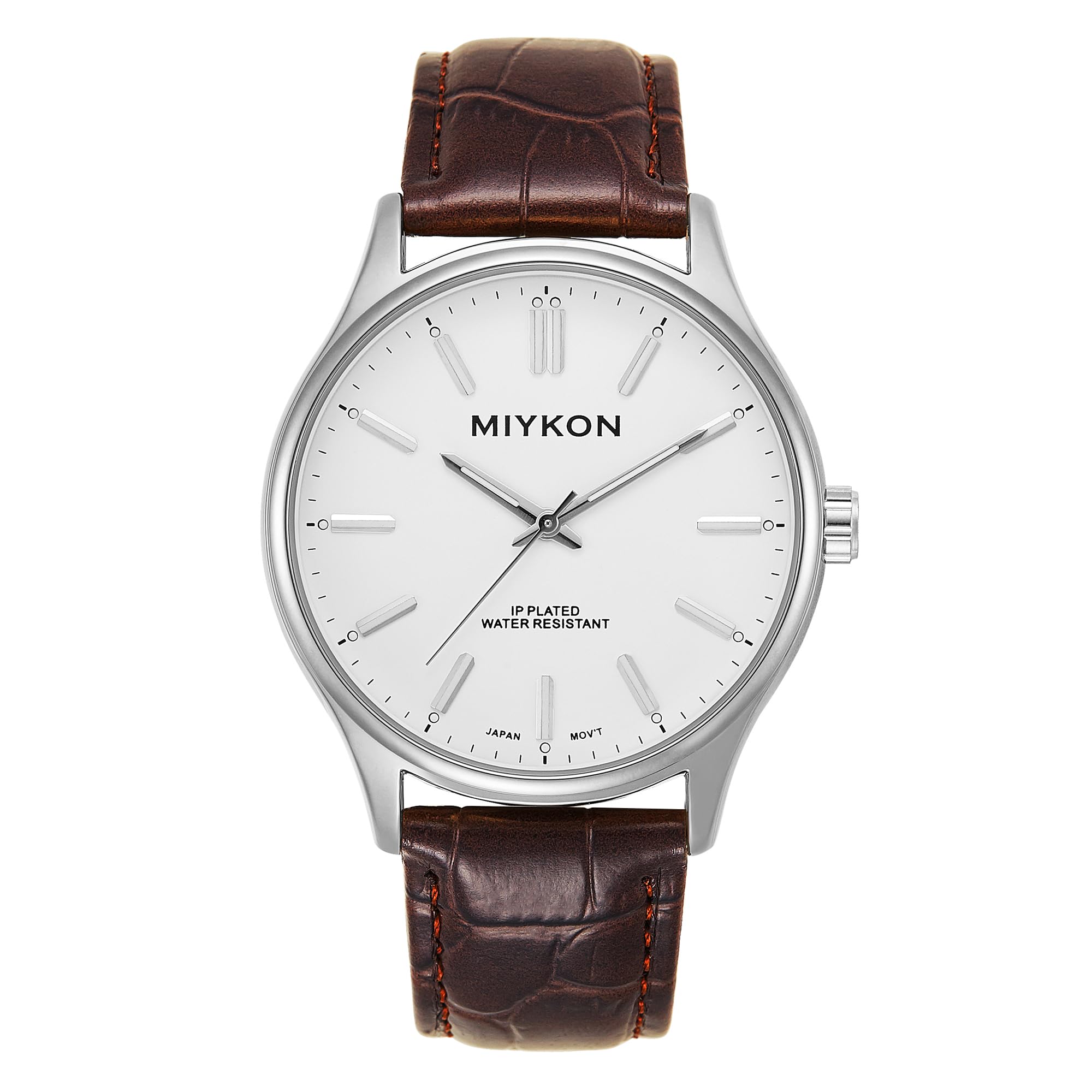 Miykon Kleideruhren für Herren – Klassische, ultradünne analoge minimalistische Freizeituhr mit echtem Lederarmband – Ionenpoliert, japanisches Quarz, wasserdicht bis 30,5 m