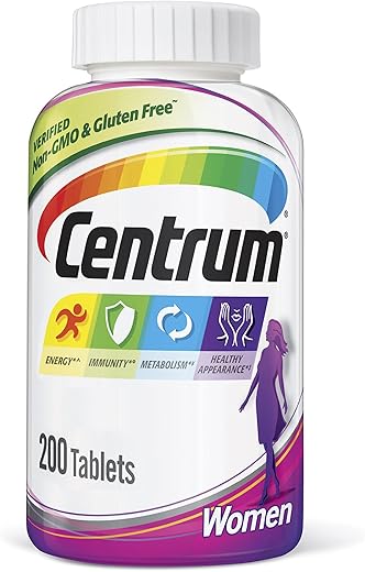 Centrum Multivitamin for Women, Multivitamin/Multimineral Supplement with Iron, Vitamins D3, B and Antioxidants - 200 Count