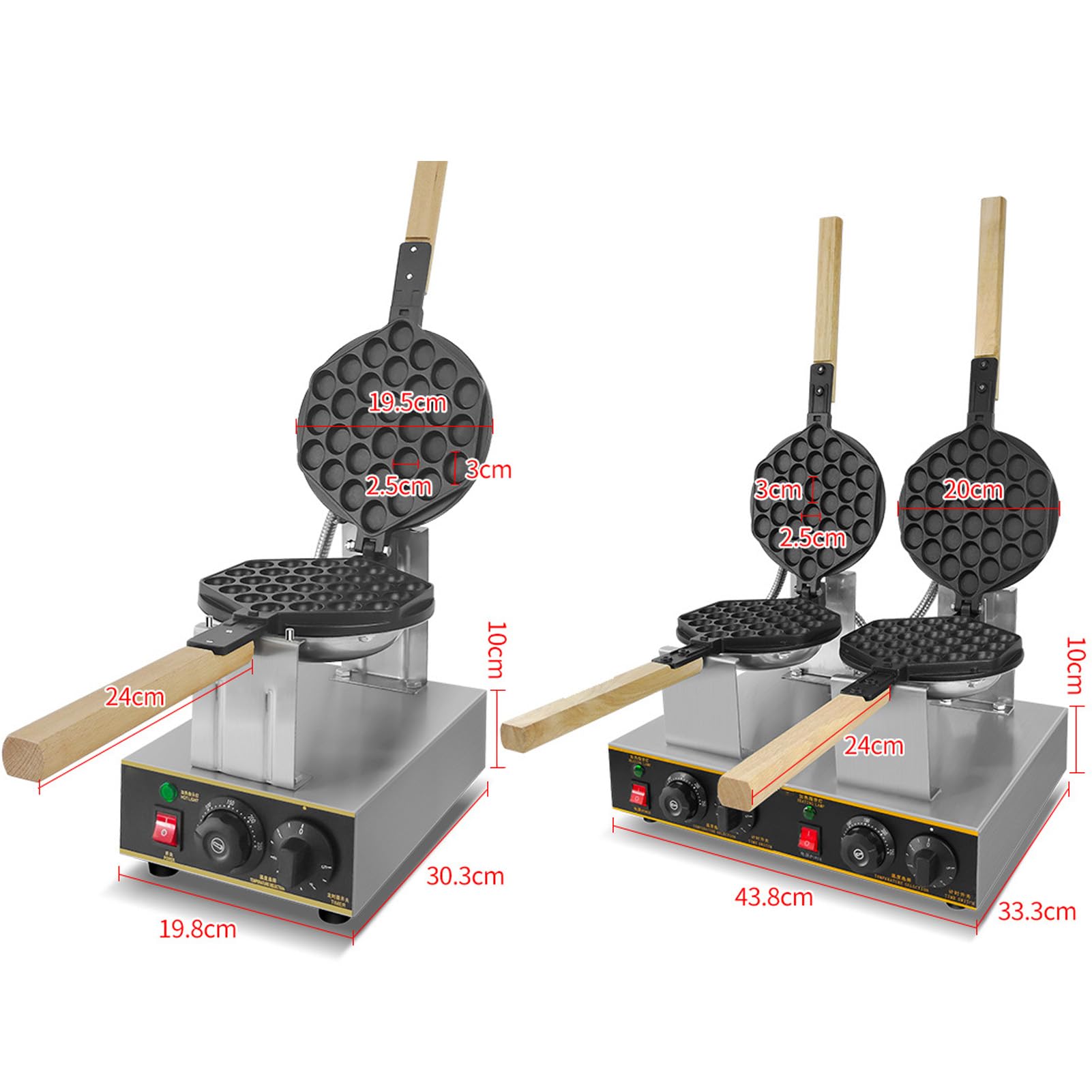 Maquina De Gofres Gofrera Profesional Waffle Bubbles,Sarten Gofres Girario 180 Grado,Ajuste de Temperatura 50-250℃,Gofrera Eléctrica 3-5min de Horneado Uniforme(Size:Cabeza única)