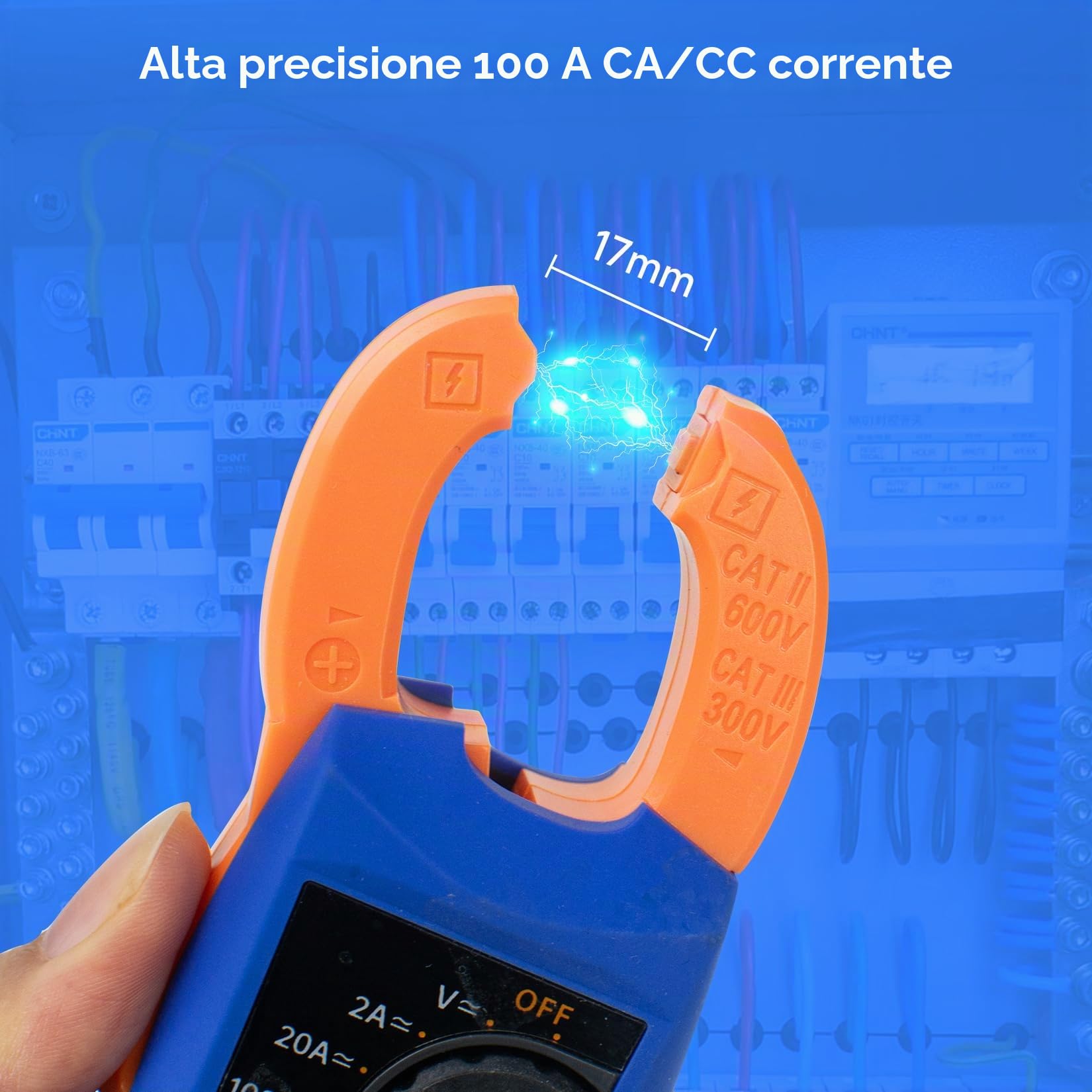 OWON CM2100B Pinza amperometrica Bluetooth 20000 conteggi palmare True RMS 600V 100A AC/DC Test corrente e tensione con protezione da sovraccarico VFC, tester di capacità di resistenza, funzione NCV
