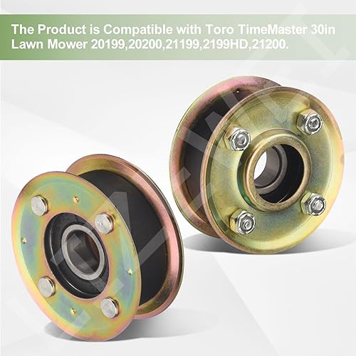 Miniatura 5 de Juego de 2 poleas 131-4529 125-2532 para cortacésped Toro de 30 pulgadas Timemaster Turfmaster 121-5763 125-2532 126-0316 131-4506 131-4509 121-5766