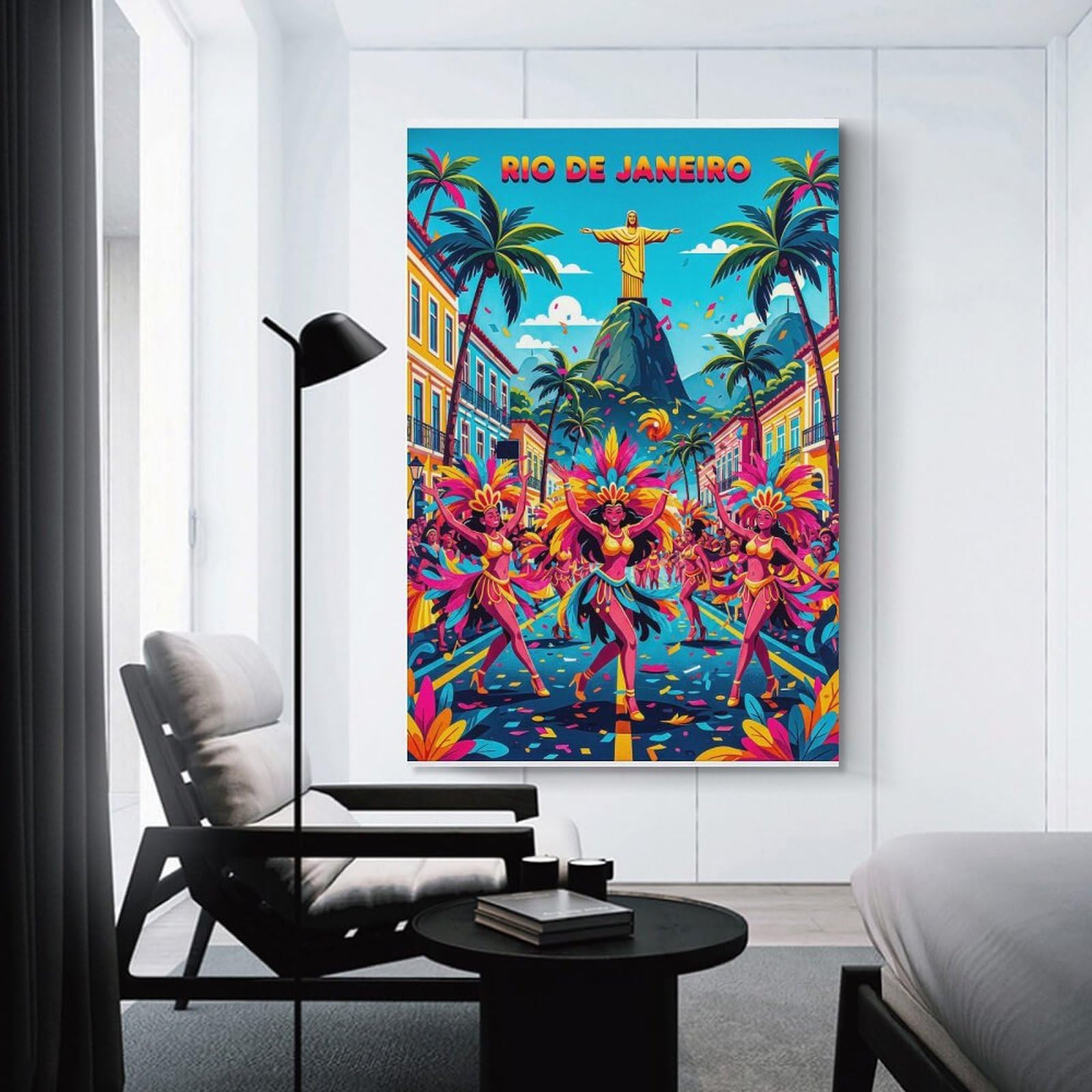 Junmoney Rio De Janeiro Carnival Celebration Room Decor Wall Art, 20x30inch(50x75cm), for Office, Study Or Home Workspace, Decorative Artwork for Productive Spaces