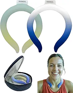 2 Pack Neck Cooling Tube with Insulated Bag - Reusable Ice Ring Neck Cooler Indoor Outdoor - Relief for Summer and Hot Flashes - Wearable Ice Ring Freezes Under 64℉(Blue+Yellow)
