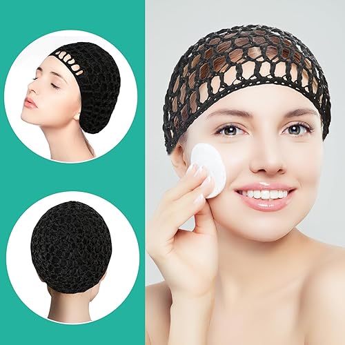 Miniatura 5 de Red de pelo de ganchillo de malla para mujer, sombrero de red de ganchillo para mujer, gorra de ganchillo para dormir, accesorio para dormir grueso
