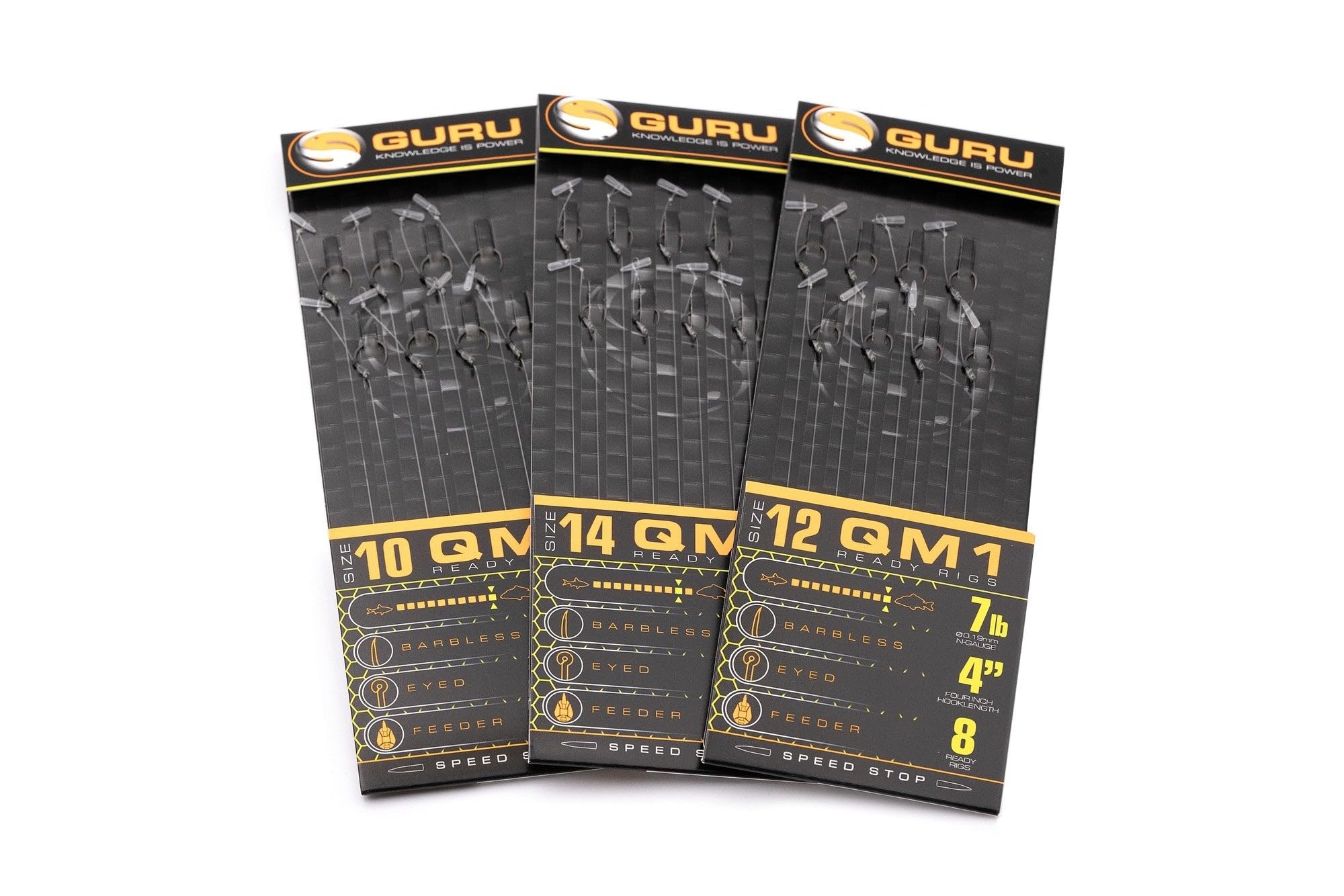 Guru QM1 4" Speed Stop Hair Rigs Barbless (Size 10 7lb)