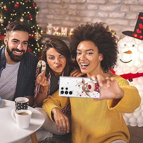 Miniatura 4 de 3 fundas navideñas para Galaxy S23 Ultra, paquete de 3 unidades, silicona suave, piel transparente, vacaciones, invierno, temporada de mujeres,