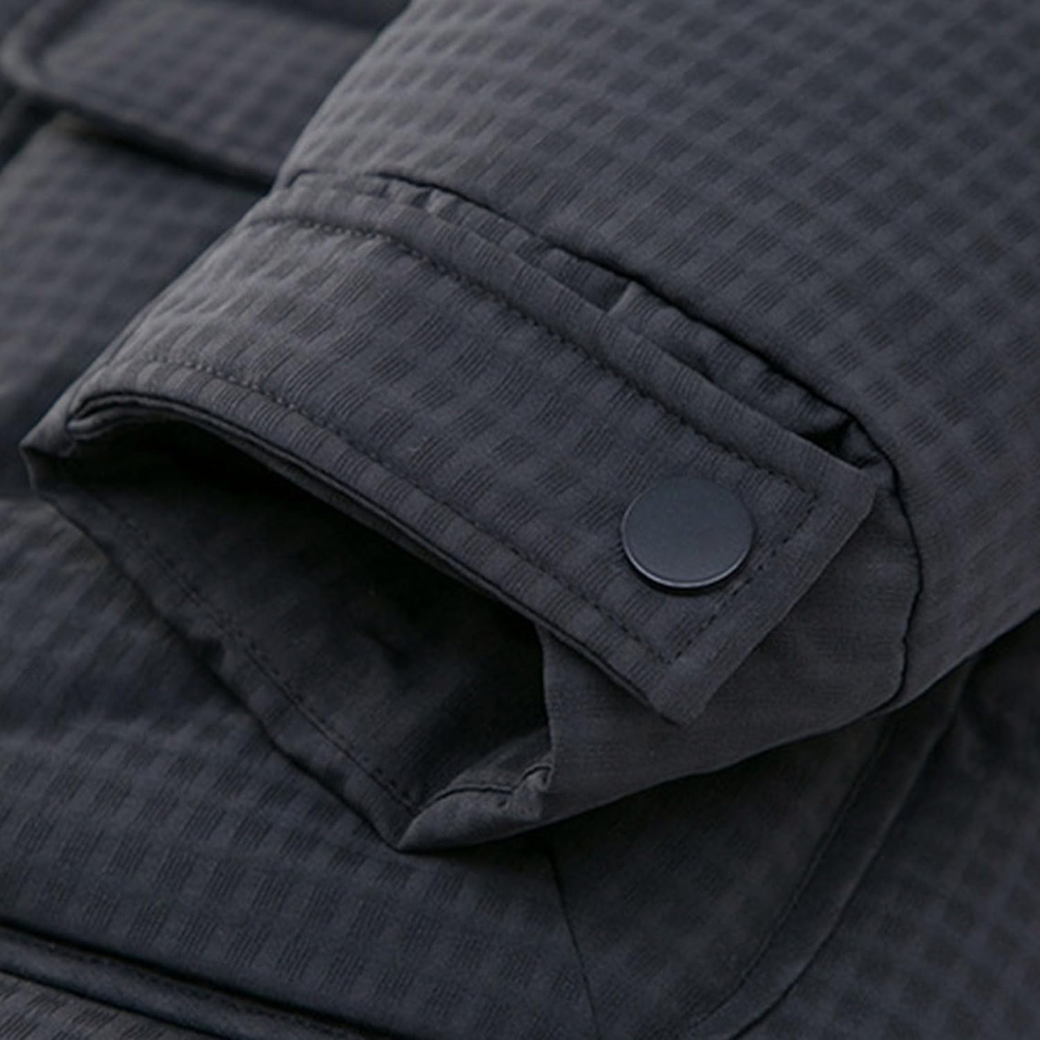 Men's Stand Collar Winter Jacket Quilted Thicken Padded Windproof Coat Full Zip Textured Warm Parka Outwear