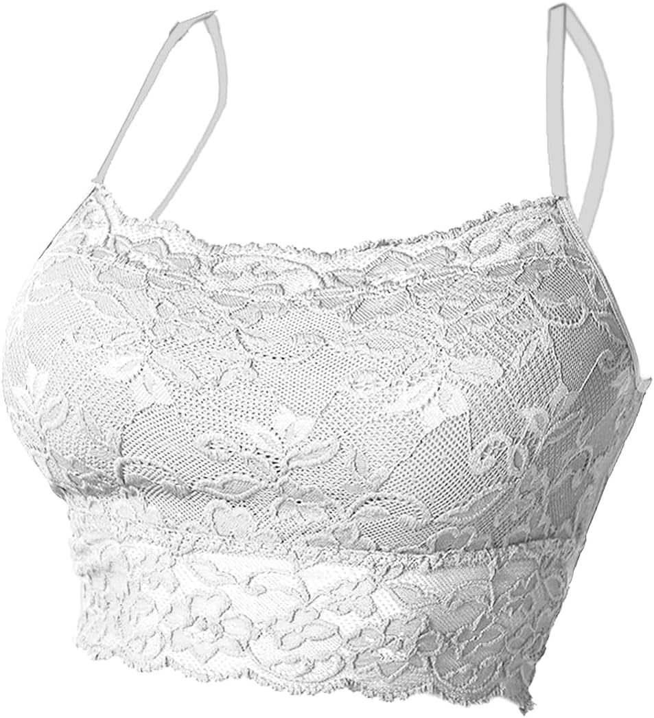 Lace Tank Tops for Women Lace Camesole Cleavage Cover Top Adjustable Strap Tank Cami Crop Top