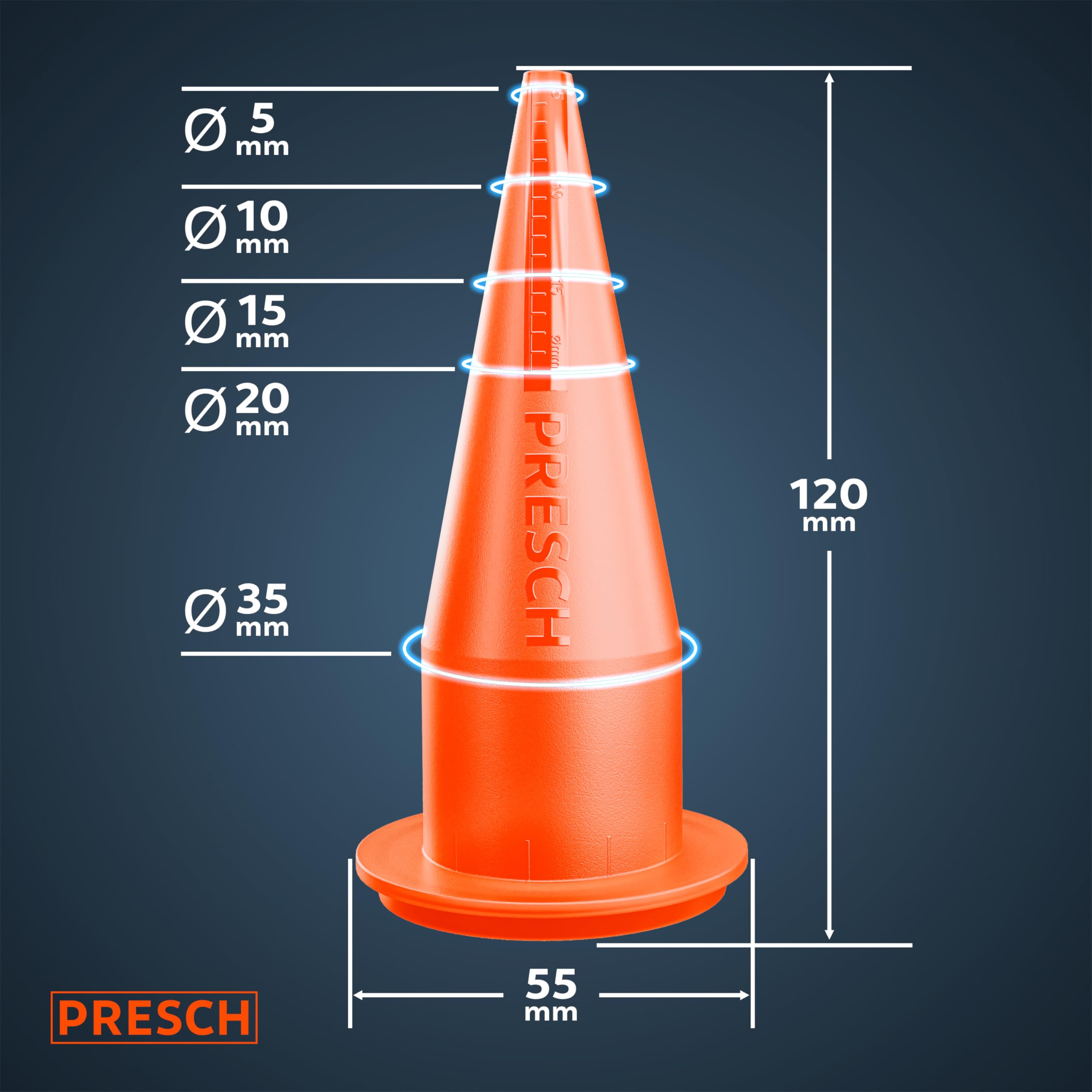 Presch Pistolet silicone 600ml incl. 2 embouts – Pistolet à calfeutrer commutable 24:1 & 12:1 pour tous mastics & adhésifs (acrylique, silicone & PU) – Seringue rotative 360° & poignée antidérapante