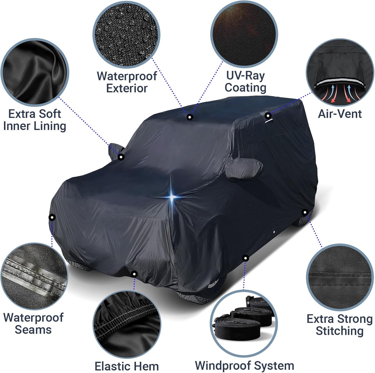 iCarCover Premium Custom SUV Cover for 2002-2006 Chevrolet Trailblazer EXT Heavy Duty Waterproof All Weather Rain Snow Sun Protector Custom Full Exterior Indoor Outdoor Protection Car Cover (Black)