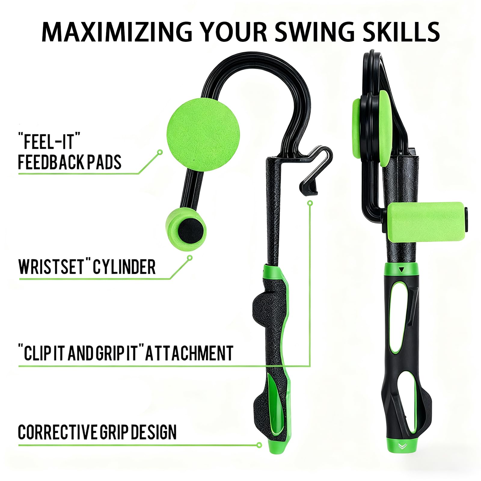 Golf Schwung Trainer, Golf Griff Trainer für die korrekte Handposition, 2-in-1 Quadrat Kontrolltrainer für Anfänger und Übung zur Korrektur der Körperhaltung