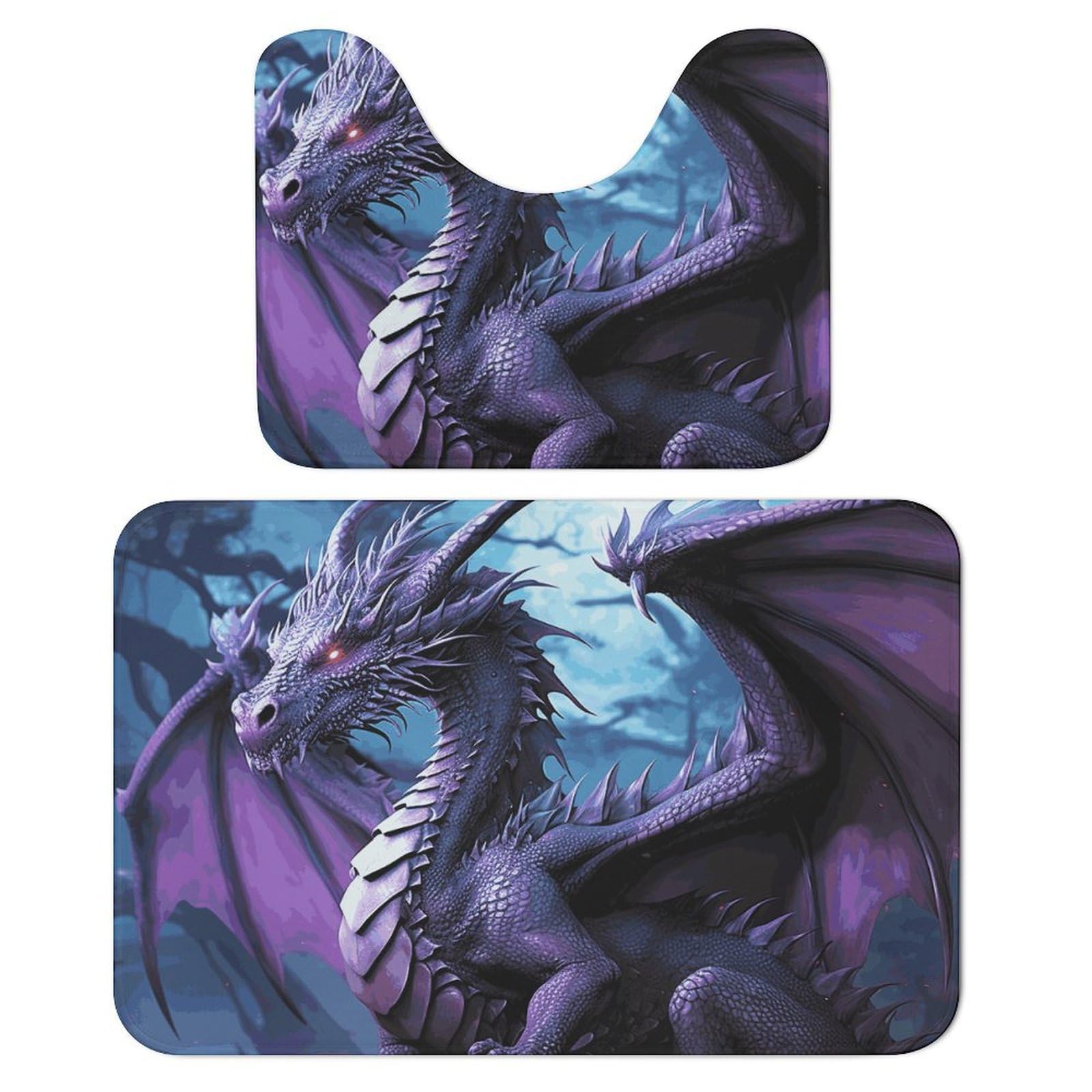 15.7"x23.6" Bathroom Rugs Sets 2 Piece Purple Dragon Purple Moon Bath Mat for Bathroom Super Absorbent Shower Rug Non-slip Floor Mat Quick Drying Bath