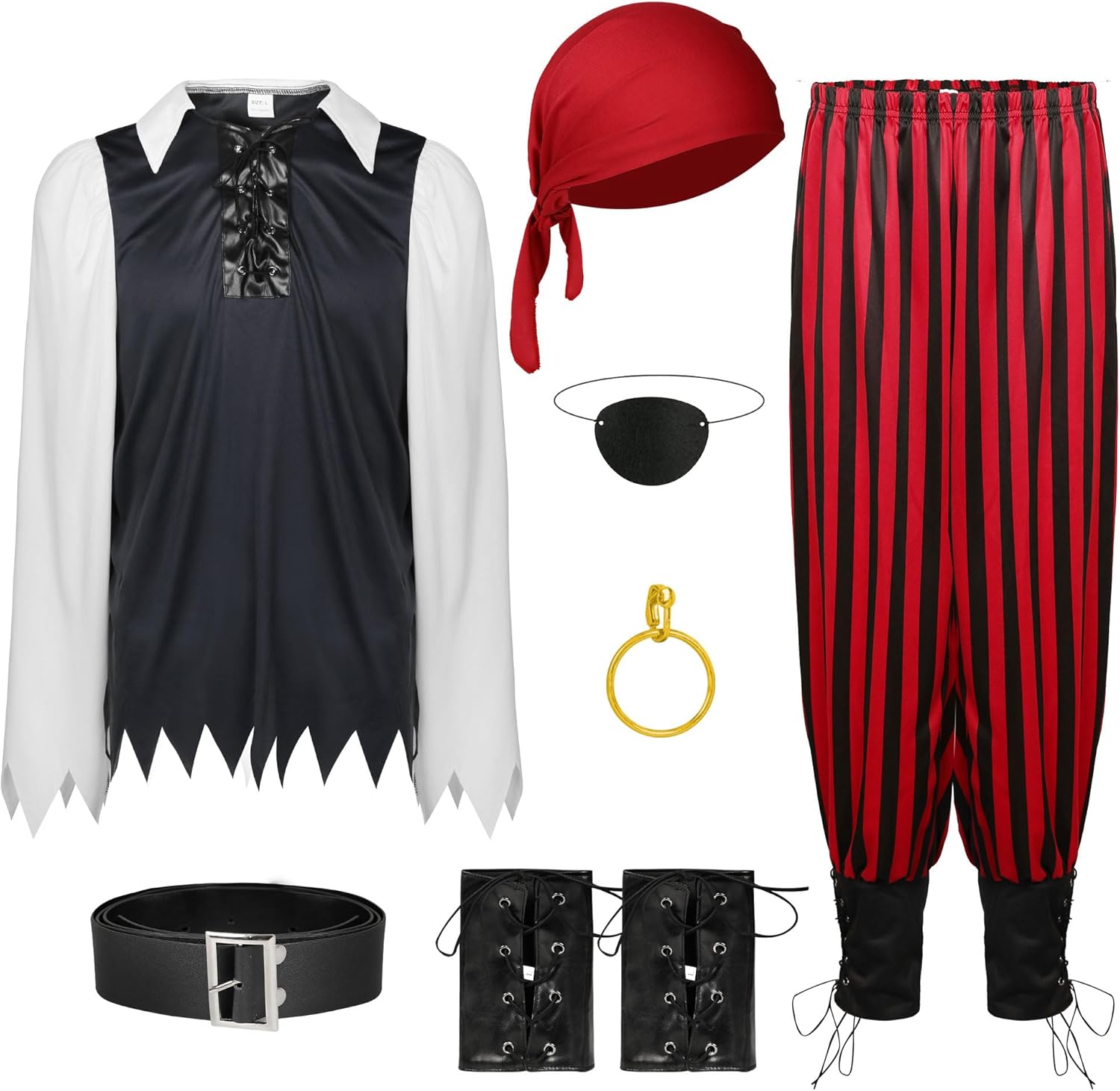 CICOCI Pirate Costume For Men with pirate accessories Adult Halloween Costume Full Set