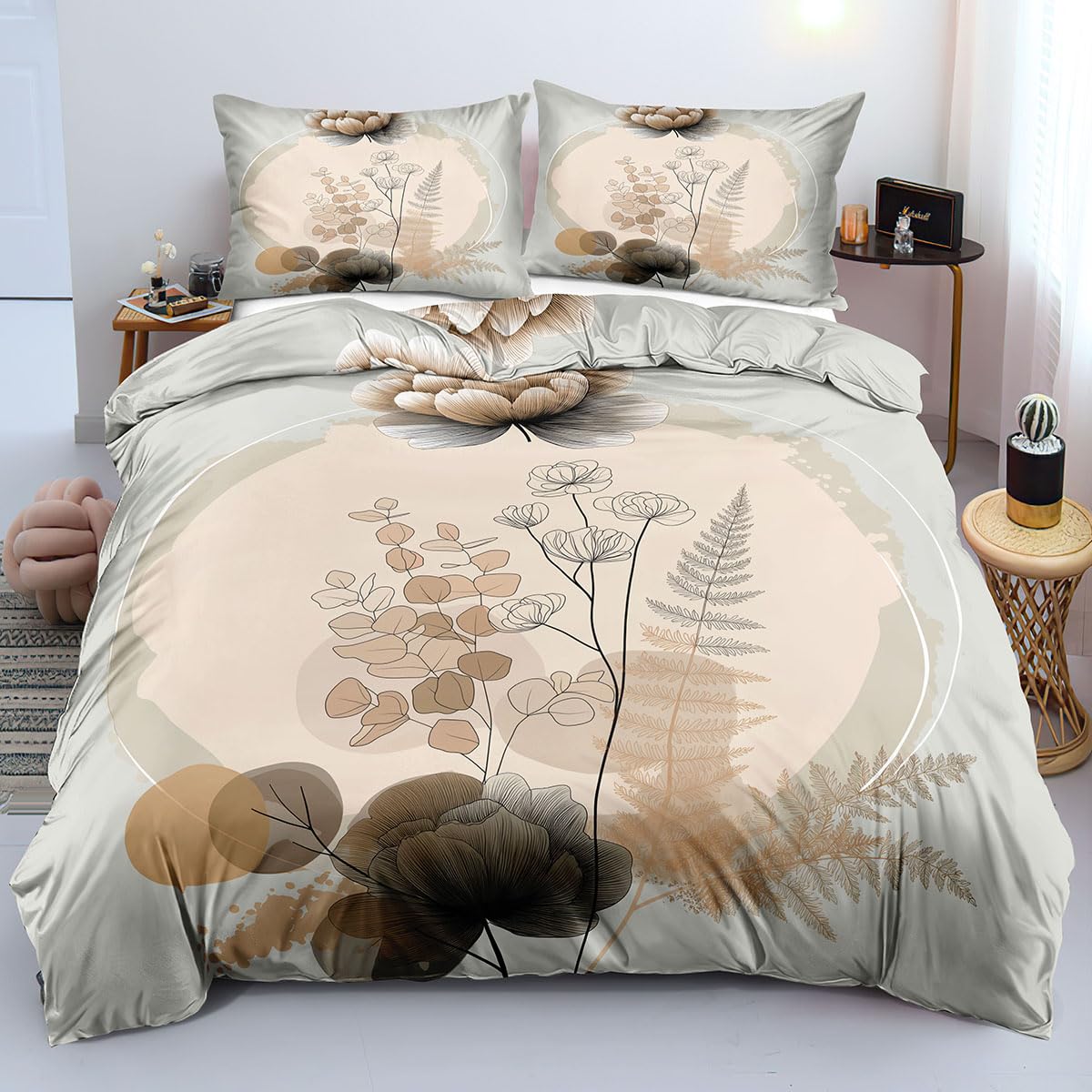 Housse de couette 260x240 fleurie pour créer un lit cosy au look rustique