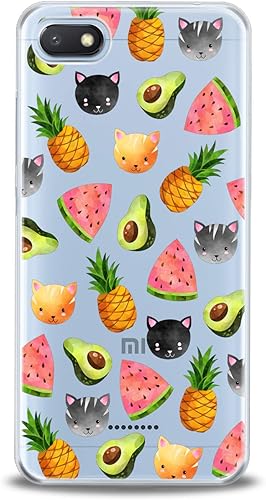 Lex Altern Funda de TPU compatible con Xiaomi Mi 11 Pro 9 SE A2 A1 Note 8 SE Mix 2s 8X Art Cat Smooth Watermelon Kawaii Clear Design cubierta ligera