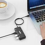 USB Hub, atolla 4-Port USB 3.0 Hub Splitter with 2 ft Extended Cable, Ultra Slim Data USB Extender with Individual Power Switches and LED