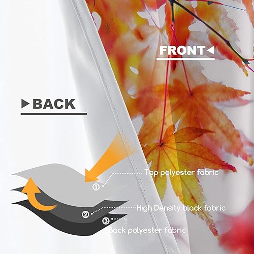 Miniatura 3 de Shrahala Cenefas de cocina de arce rojo natural, hojas blancas, cortinas de media ventana, tratamiento de ventana de poliéster multicapa para sala