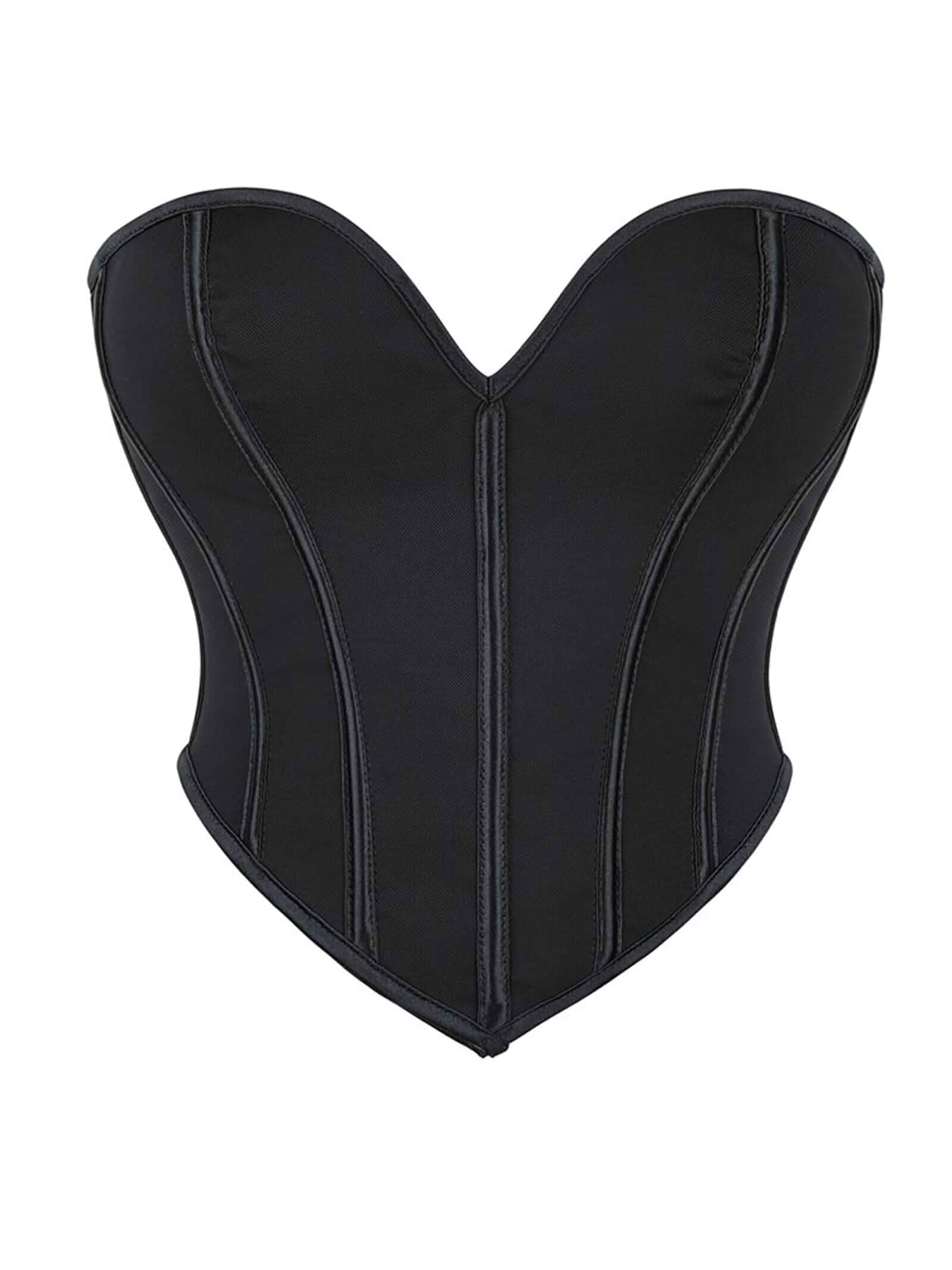 Corset Top for Women Matte Sweetheart Lace Up Crop Bustier Matte sweetheart strapless lace up corset bustier with pointed v hem, slim crop fit for dating club night out