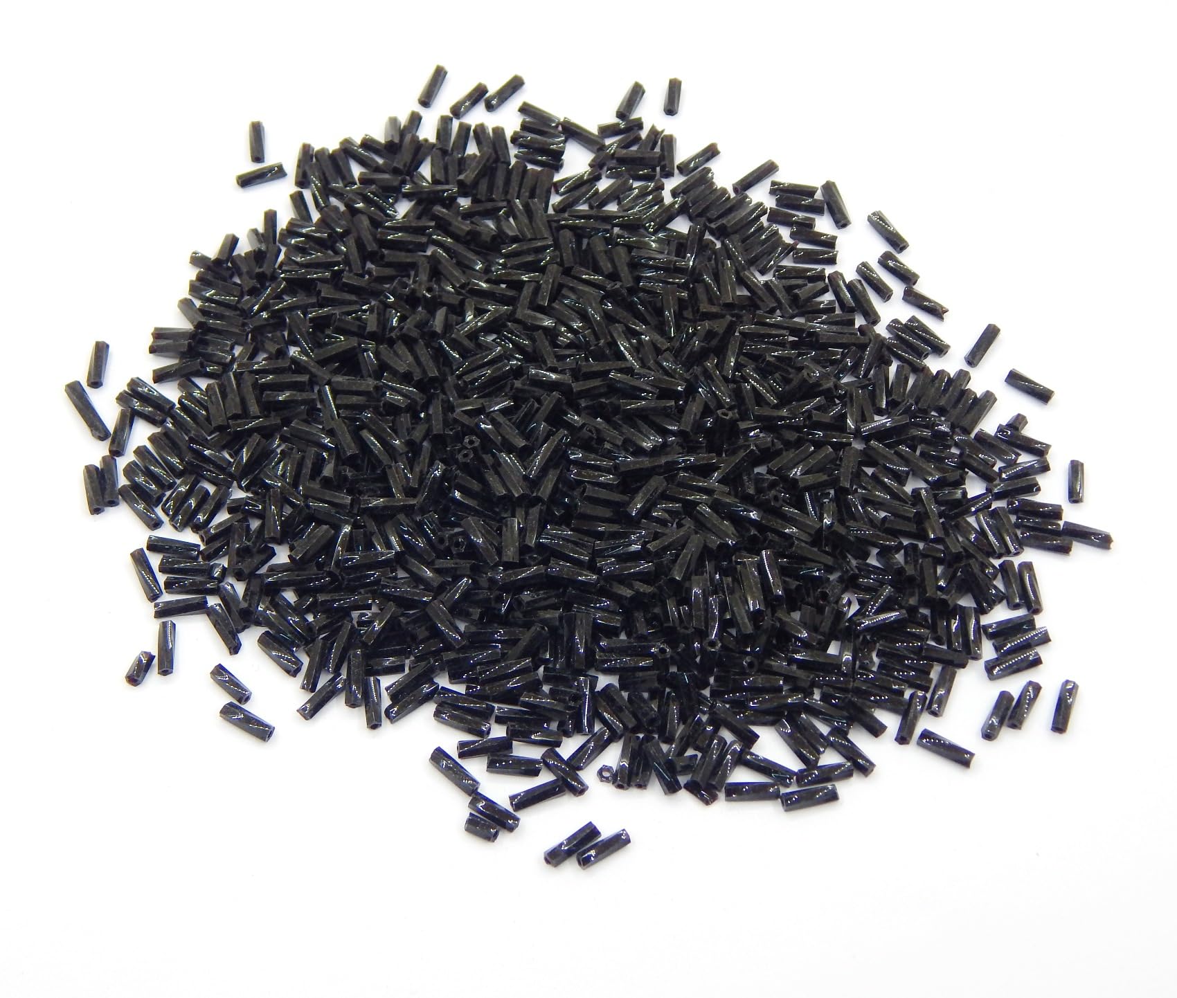 Perlin Seed Beads Set for Threading, Black, 2 mm to 8 mm, 8000 Pieces, Twist Bugle, Pen Beads, Tube Beads, Small Glass Beads with Hole, Loose Craft Beads for Jewellery, DIY Bracelet