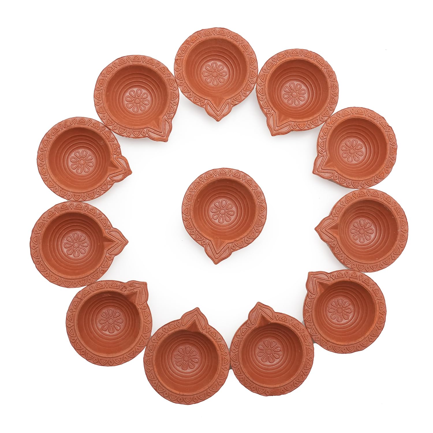 Tuelip Set 12 Clay Diya Diwali Dia for Puja Pooja Traditional Handmade Terracotta Earthen Oil Lamp Made of Natural Mitti Deepawali Decoration Indian Gift Items, Diya for Diwali