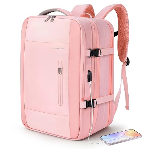 Romantic Crown Mochila de Viagem Expansivel Masculina Feminina, Mochila Para Notebook Executiva Impermeável Reforçada Cabo USB, Trabalho, Escola, Viagens
