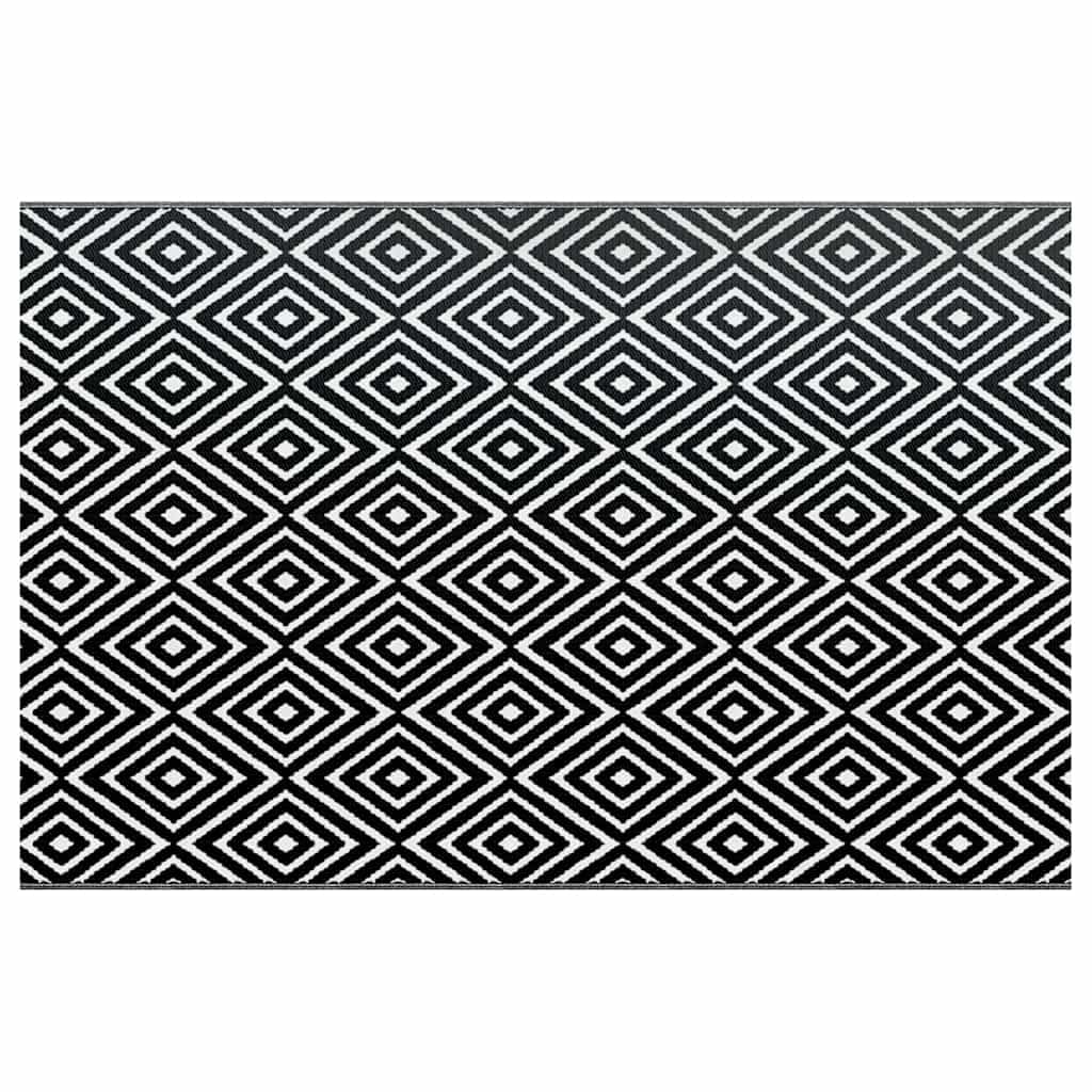 vidaXL Outdoor Carpet for Patio, Terrace, or Poolside - White and Black Colour - Polypropylene Material - Double Layer Jacquard Design (190x290 cm) — image 1