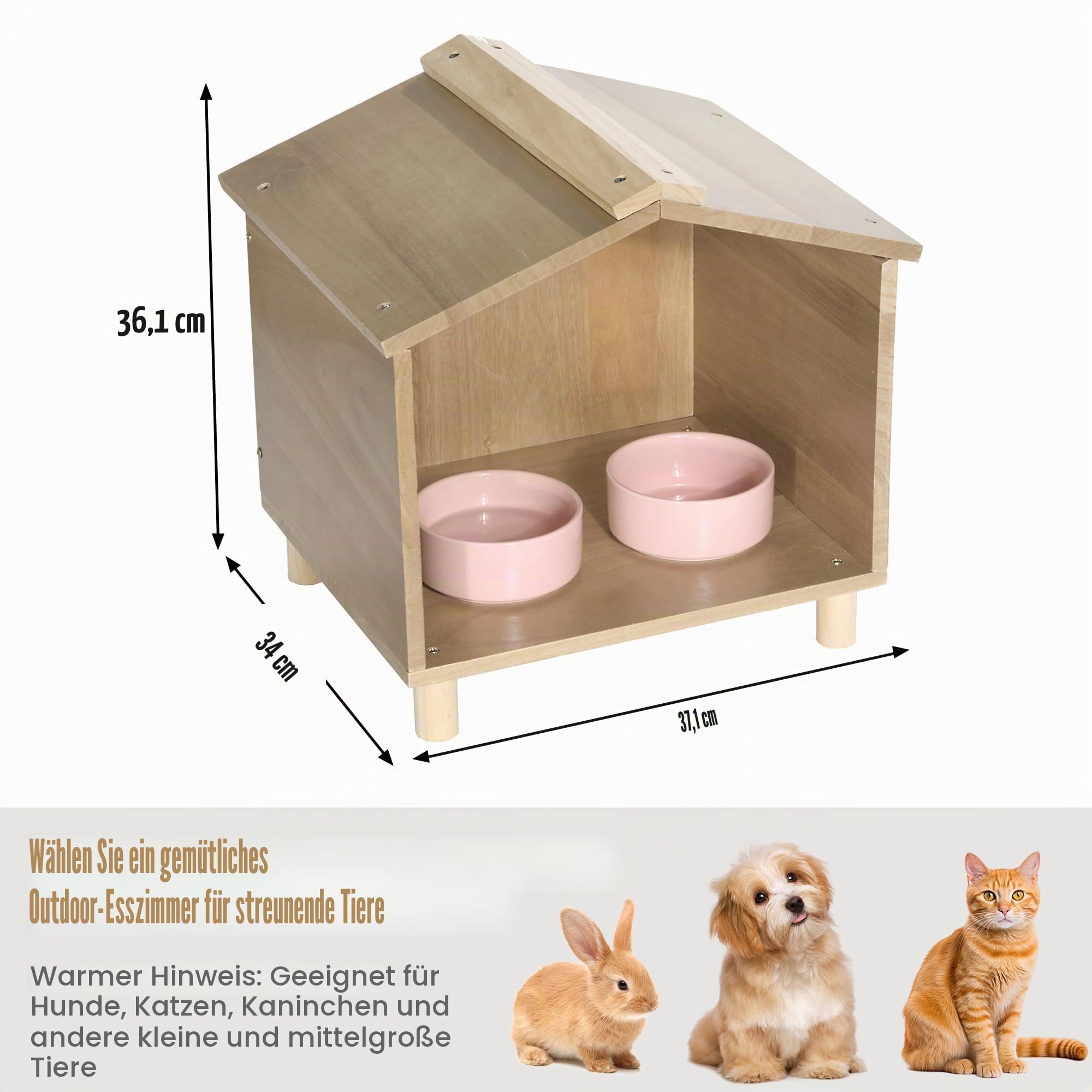 BALAPET Katzenfutterstation & Unterschlupf für Katzen - Wasserdichtes Katzenhaus für Futterstation im Freien, perfekt für Wildkatzen, Vögel, Kaninchen, Katzen & Hunde
