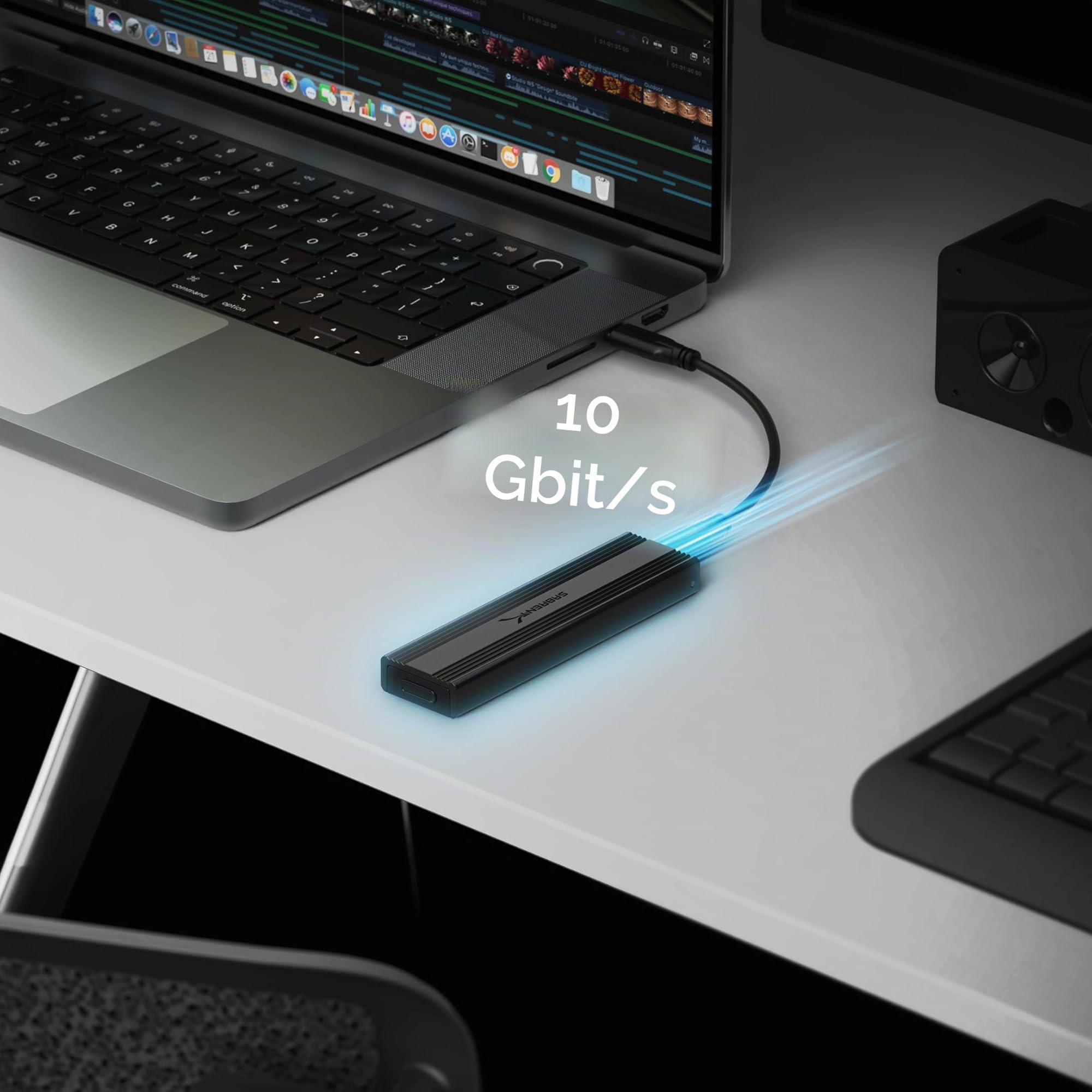 SABRENT Boitier SSD NVMe M.2, Adaptateur SSD M2 USB 3.2 Gen2 10Gbps, Boitier NVMe Externe en Aluminium Durable pour PCIe, M.2 SATA, M Key/M+B Key 2230/2242/2260/2280, Adaptateur USB (EC-SNVE)
