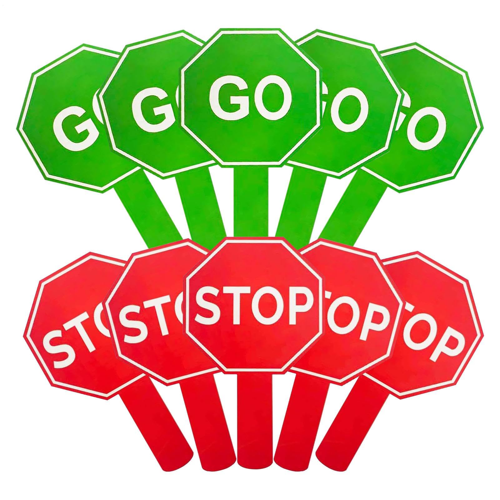 Stopp -and -Go -Zeichen - tragbare Stoppschilder, Handheld -Stoppschild | 10 Stücke Wache Stoppschilder | Tragbare Handheld-Verkehrsschilder, doppelseitiges wasserdichtes Paddel für den Verkehrskontro
