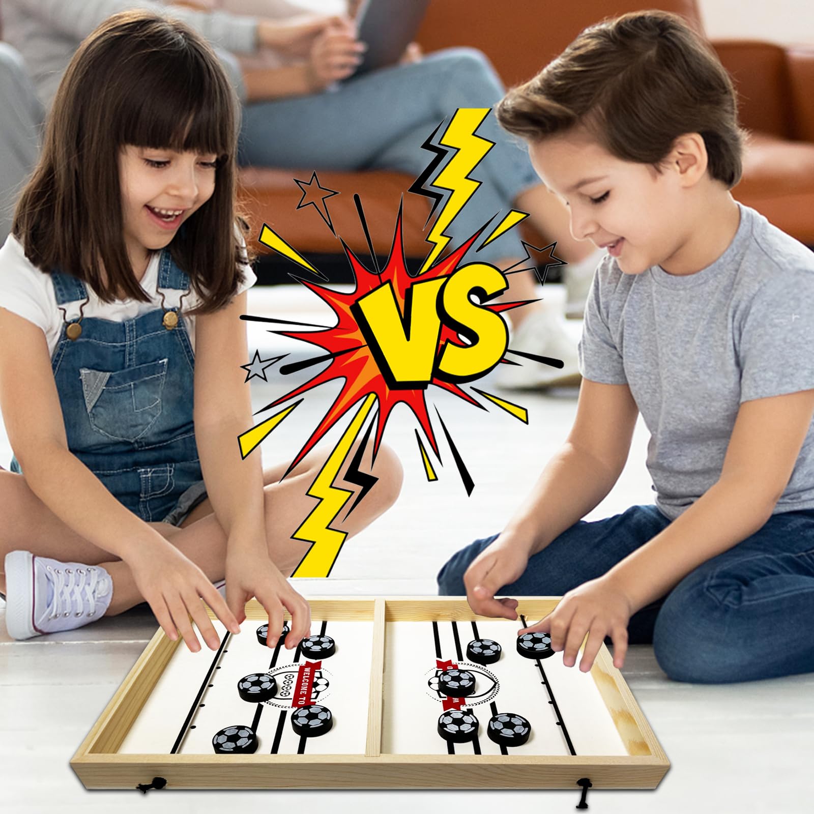 Maphilu Swingbou Juego de Mesa de Hockey Fast Sling Puck Grande Doble Catapult Chess Parent-Child Interactive Table Game