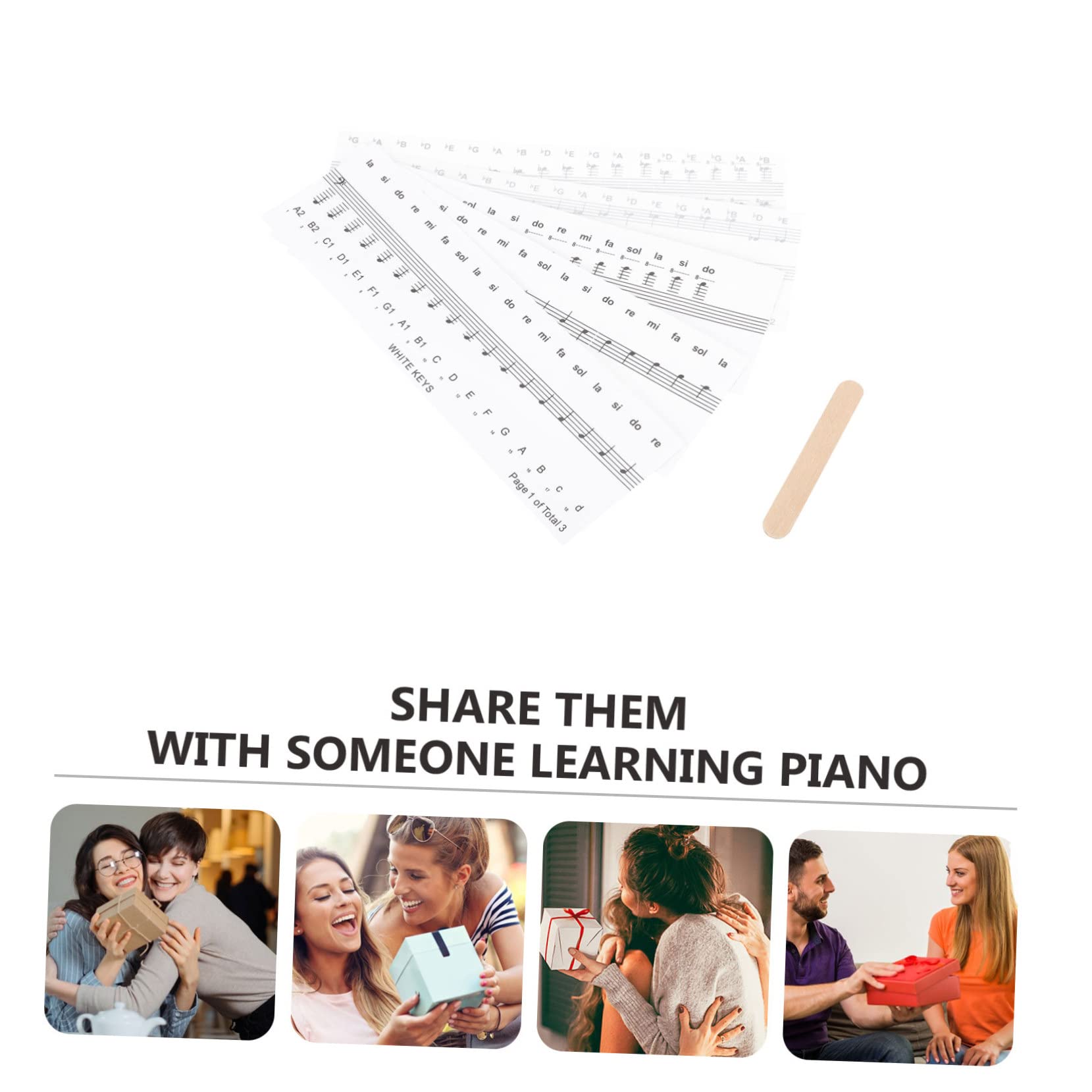 BESTonZON Beginner Piano Learning Tool 2 Sets Piano Keyboard Sticker Decals Easy to Read Design