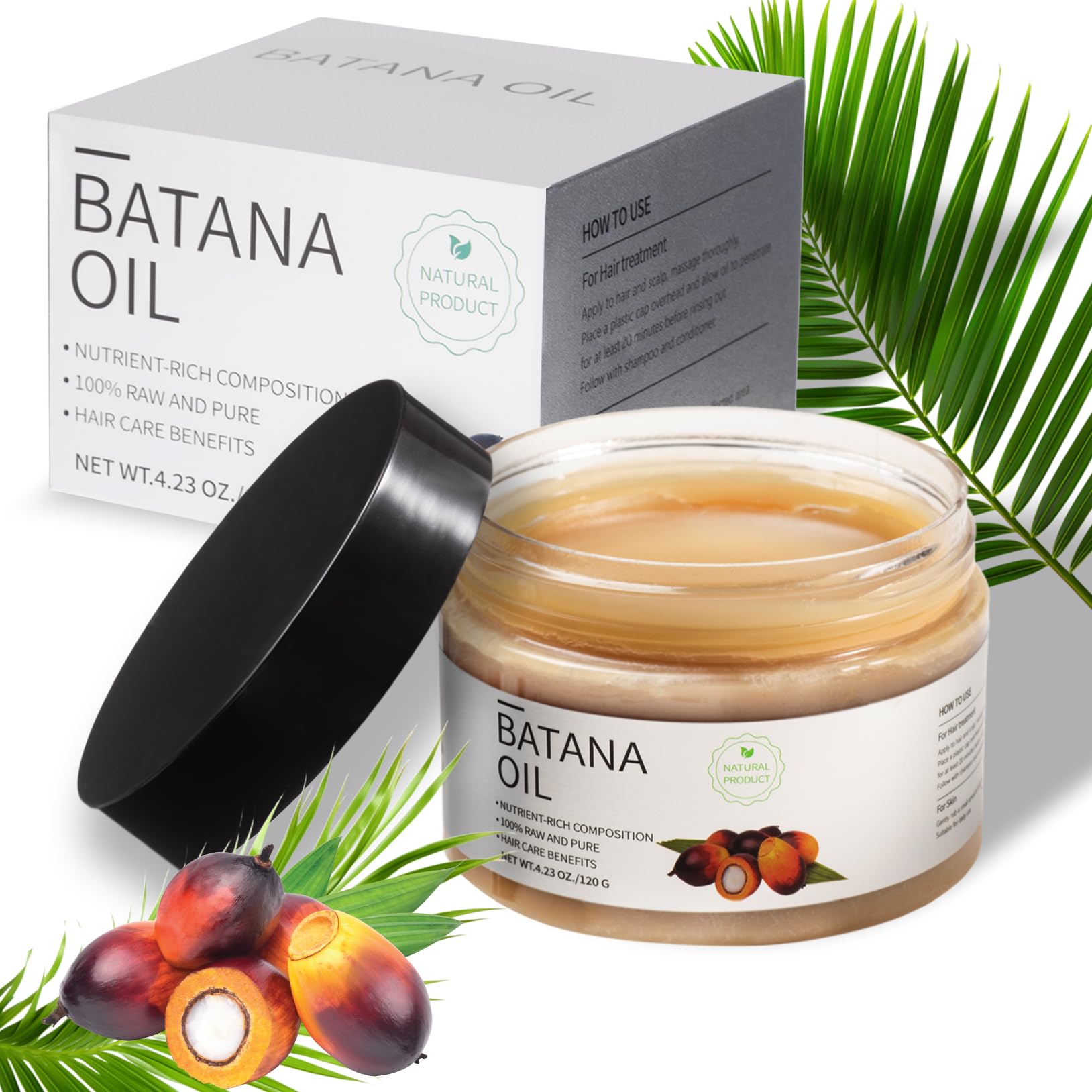 100% Batana Oil for Hair Growth - Organic Batana Oil with Natural Aroma, Non-Greasy and Ideal for Dry Hair and Skin, Promotes Healthy