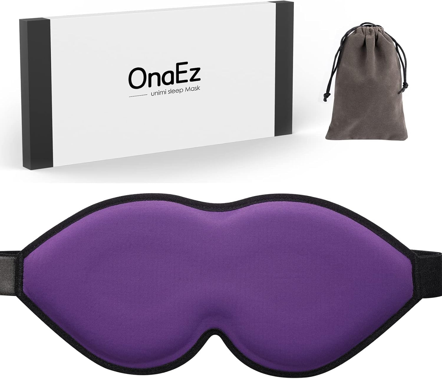 onaEz Schlafmaske, 2021 Adaptive Anpassung 3D-Augenmaske für Damen und Herren, lichtblockierende Schlafmaske mit verstellbarem Riemen, Nickerchen, Yoga - Lila