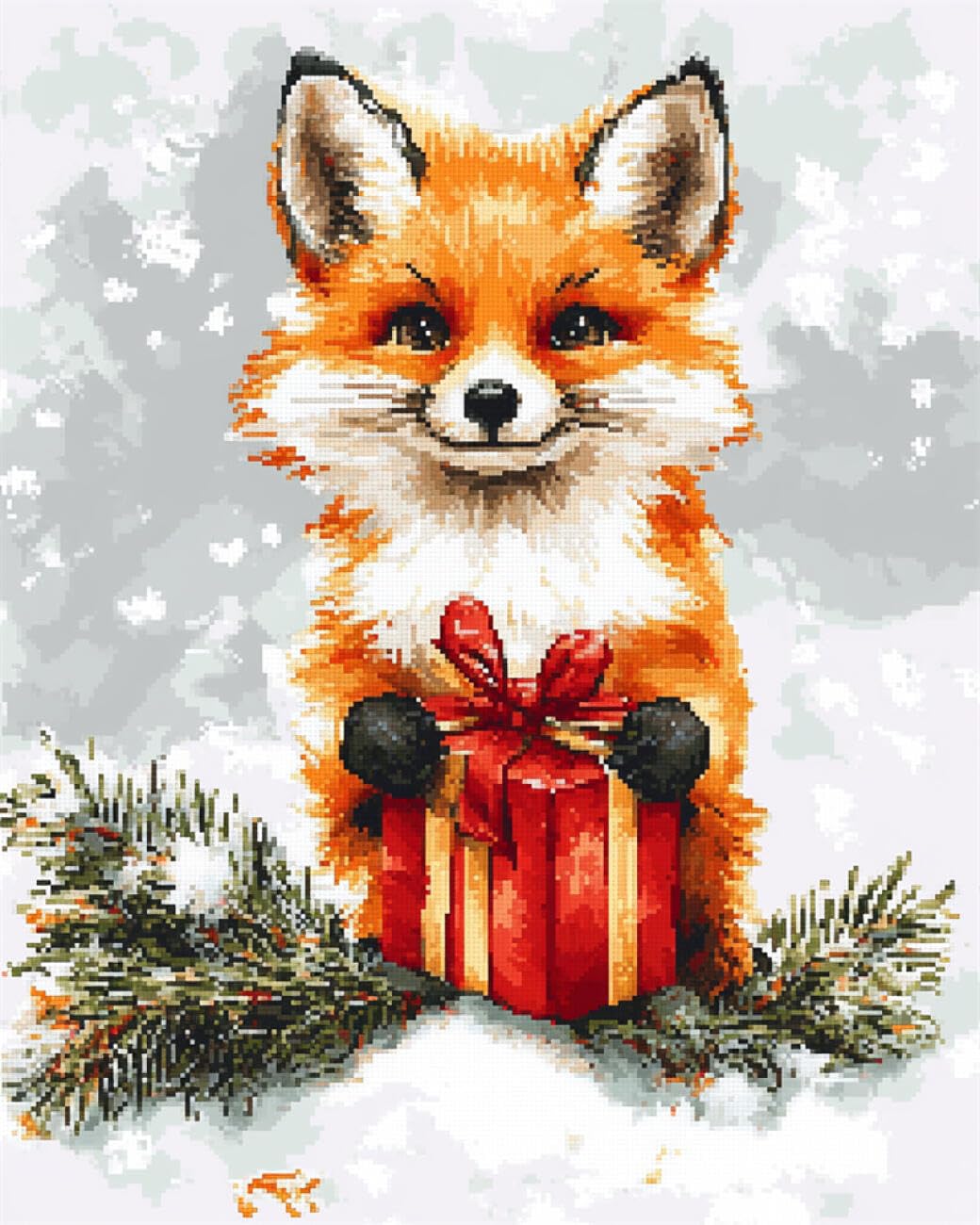 AxiangziK DIY Cross Stitch Kits Fox in the Snow 11CT 30x40cm