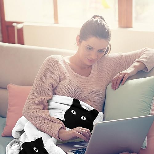 Miniatura 3 de Manta de franela de gato negro, suave y acogedora manta de franela con lindos gatos para adolescentes, niños pequeños, manta Kawaii de gatito para