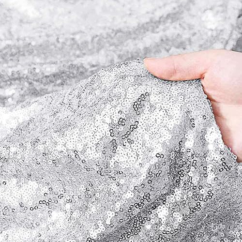 Miniatura 9 de Poise3EHome Camino de mesa de boda con lentejuelas brillantes para decoración de mesa de baby shower (12 x 108 2 piezas, plateado)