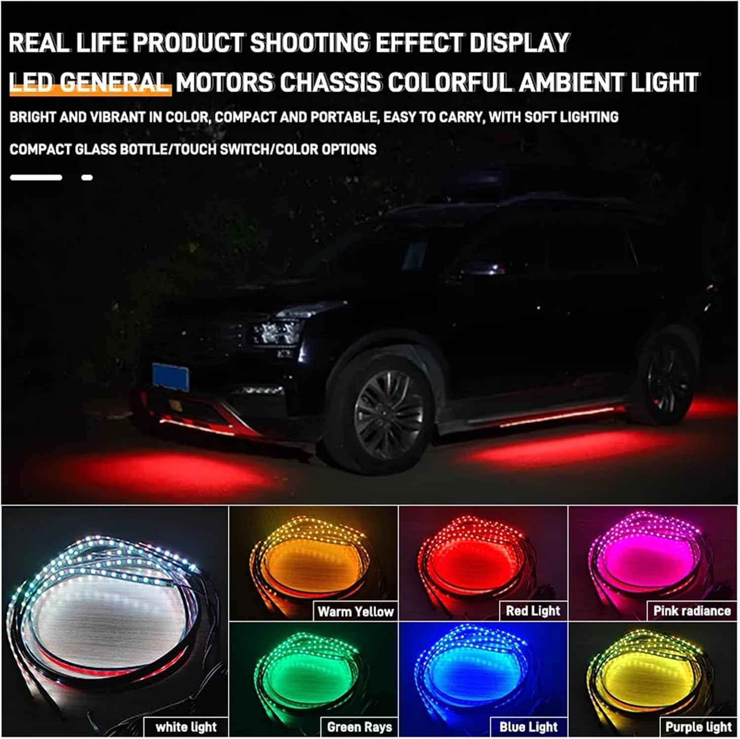 Flexible RGB LED Underglow Strip Lights with APP Remote Control - Universal Car Underbody Chassis Neon Atmosphere Lighting Kit for Cars, Trucks, and SUVs(APP-Remote-90 X 120)