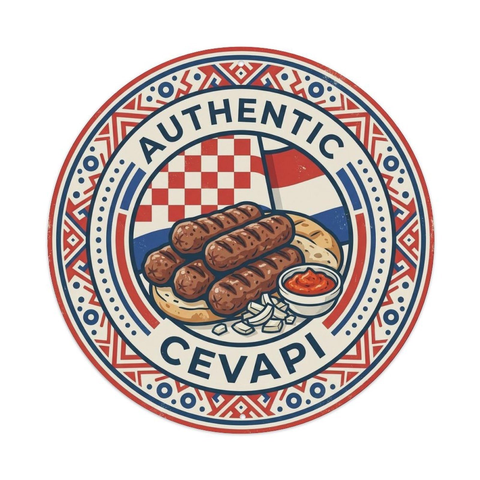 Croatia Travel Cevapi Croatian Grilled Meat Cuisine Metal Tin Sign