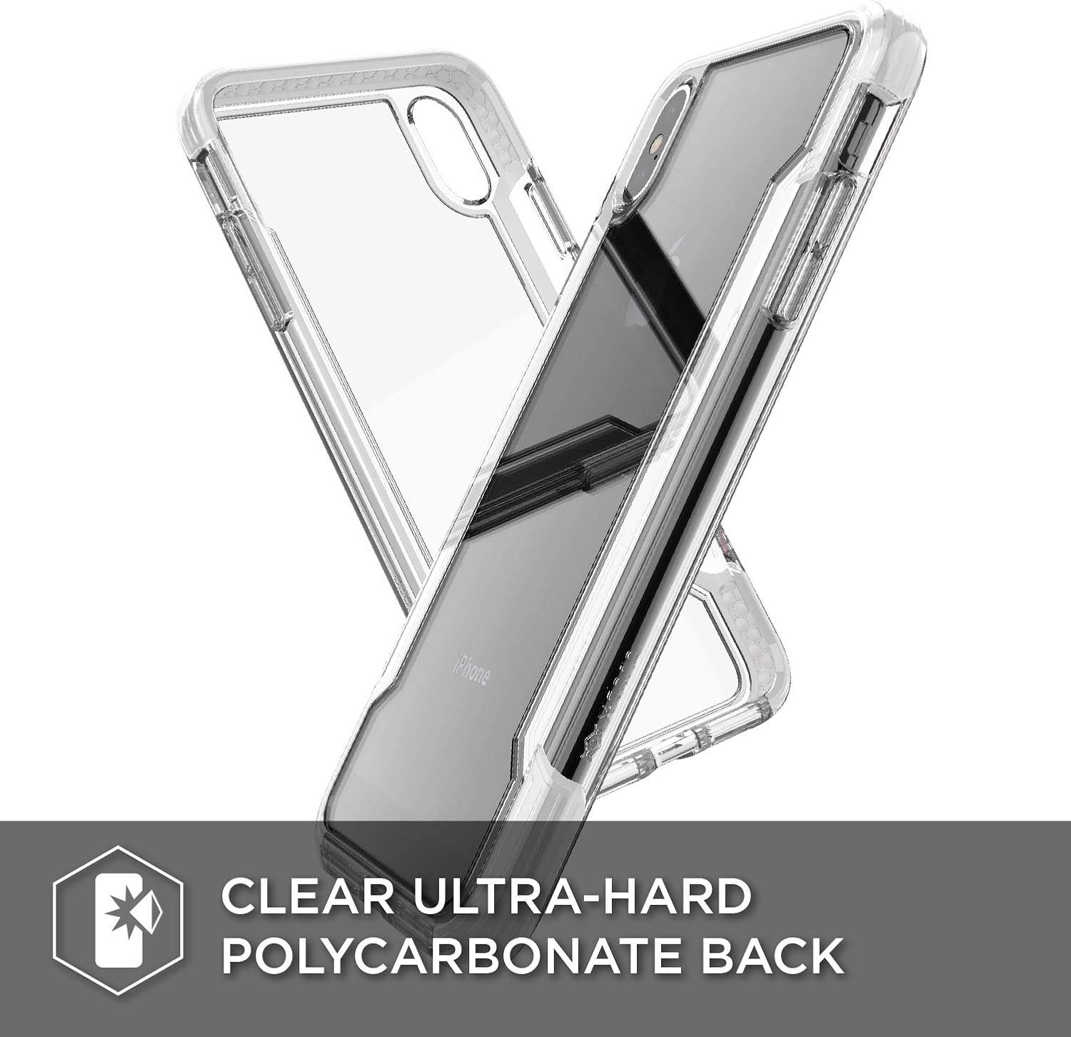 X-Doria Defense Clear, Compatible with Apple iPhone Xs Max - Military Grade Drop Protection, Shock Protection, Clear Protective Case for iPhone Xs Max, 6.5 Inch Screen White