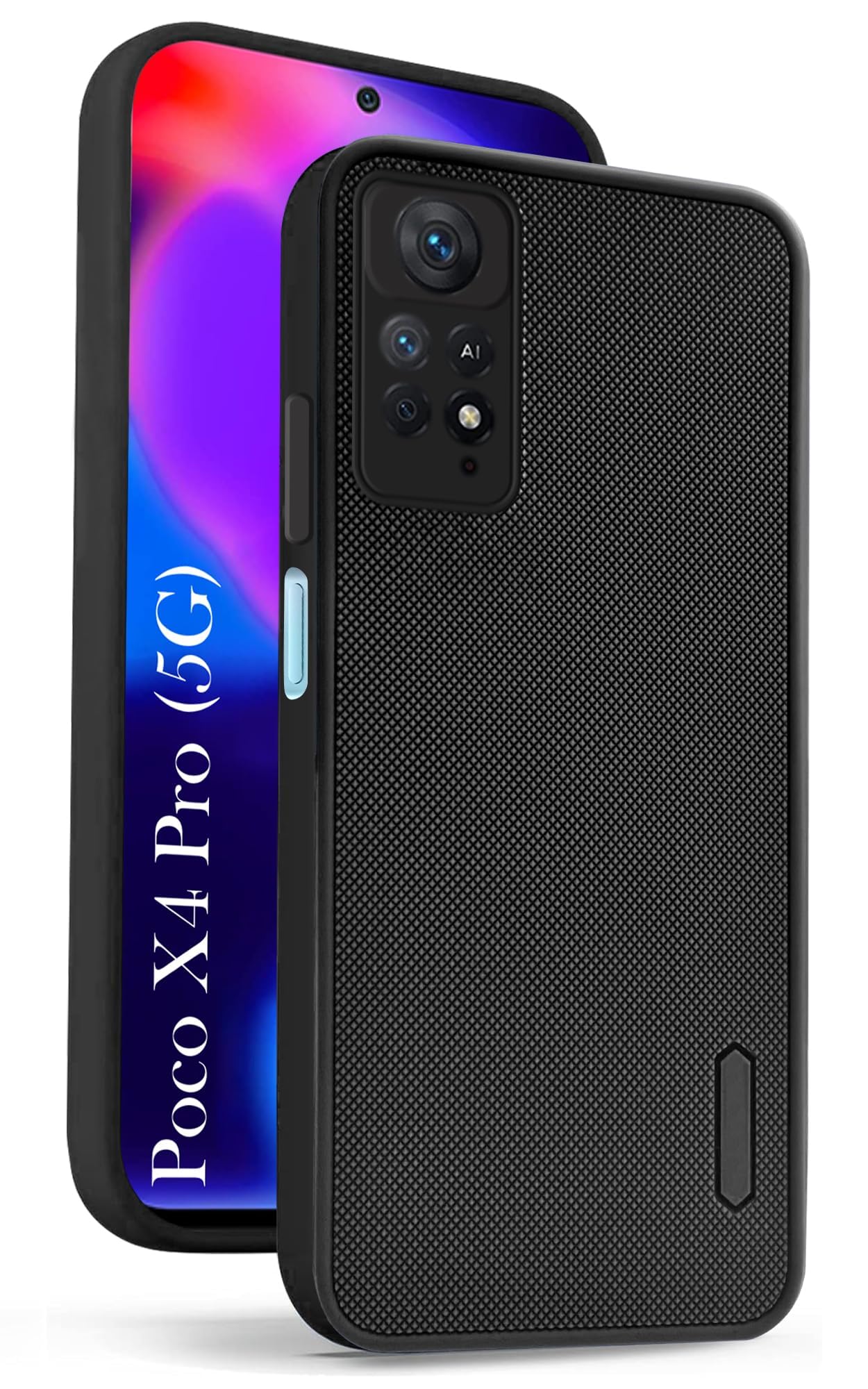 Jkobi Back Case Cover for Poco X4 Pro 5G (Textured Grip Design | Camera Protetion | Slim and Light Weight | Soft Touch and Feel | Black)