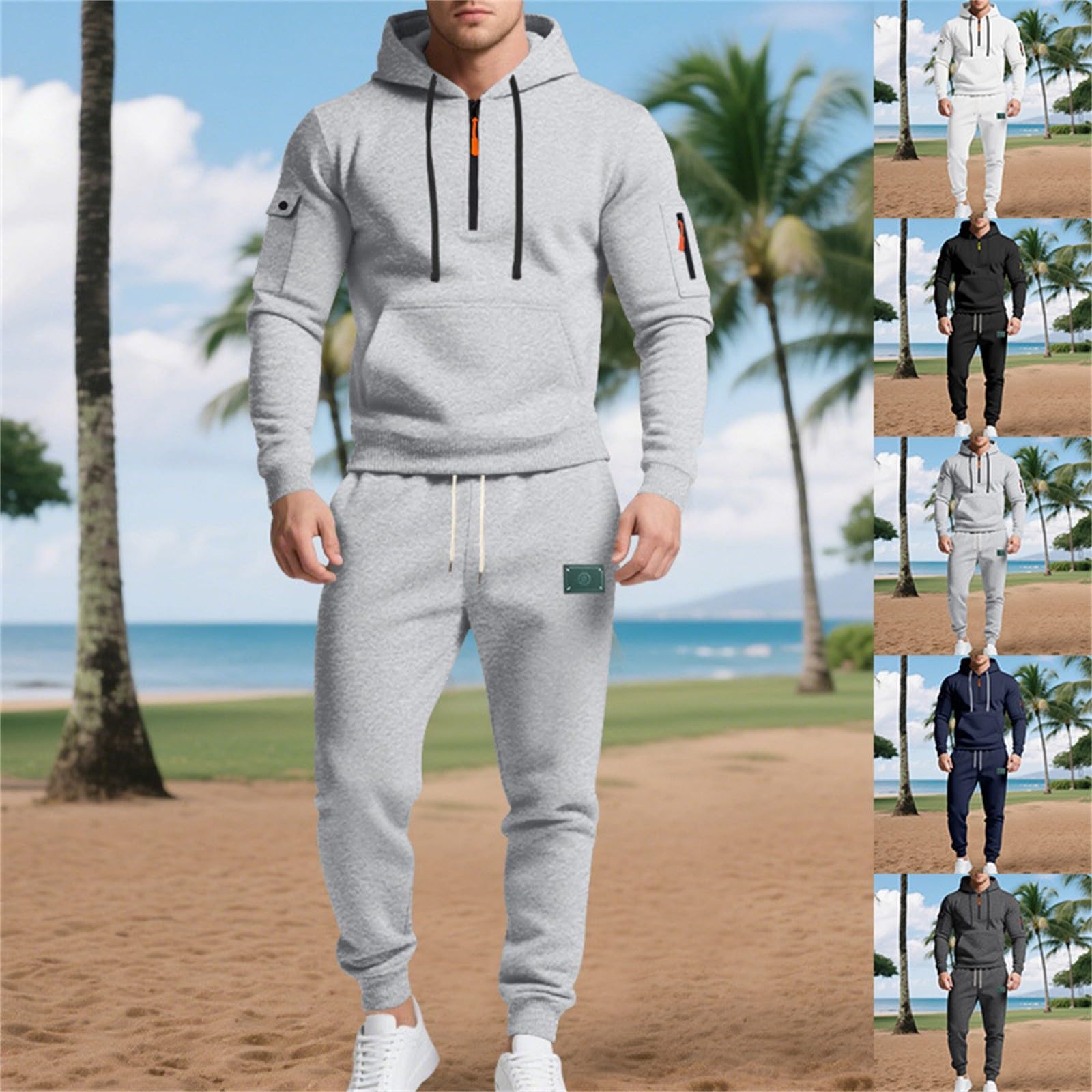 Chandal Hombre Deporte Sudadera con Capucha Térmico Otoño Invierno Streetwear