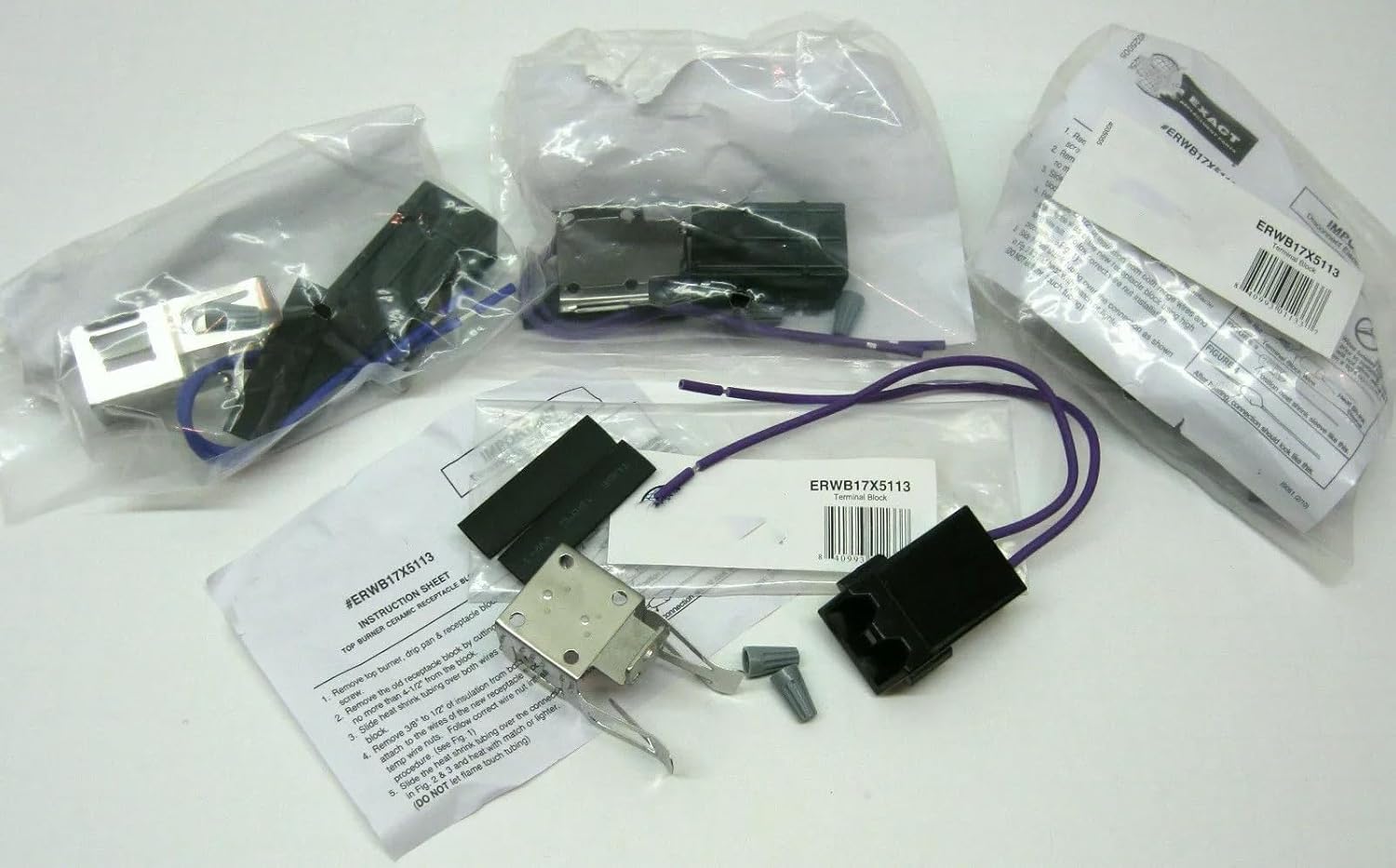 WB17X5113-4 PAK for GE Range Burner Receptacle Terminal Block AP2021559 PS232646