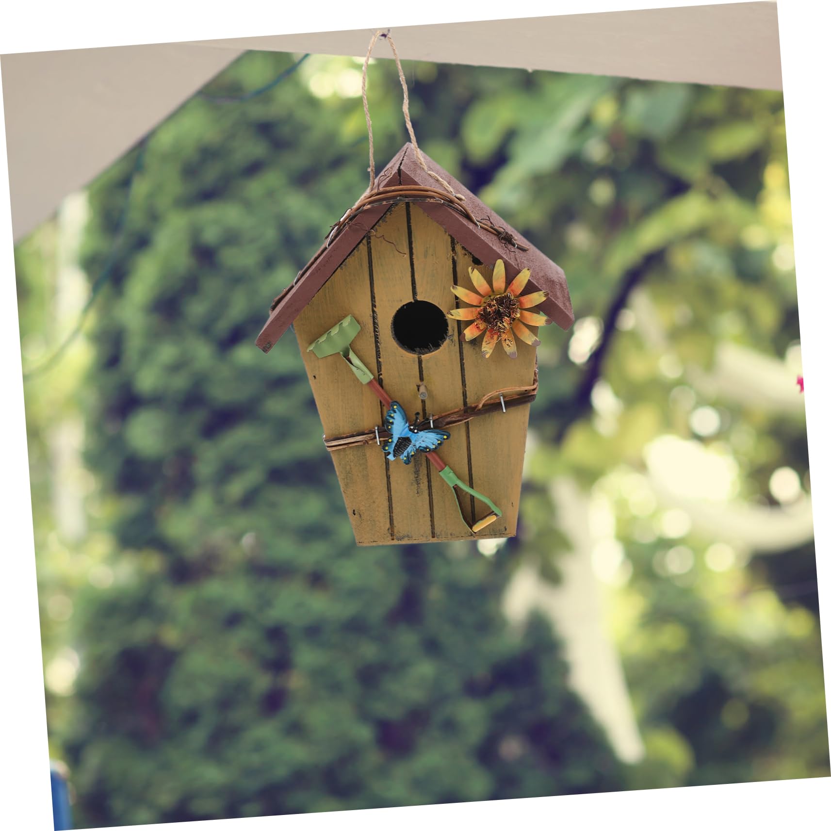 Casita de Madera para Pájaros Decorativa en Forma de Casa 2 Piezas | Aves Pequeñas y Amarillas, Uso en Balcón o Exterior, Acabado Artesanal