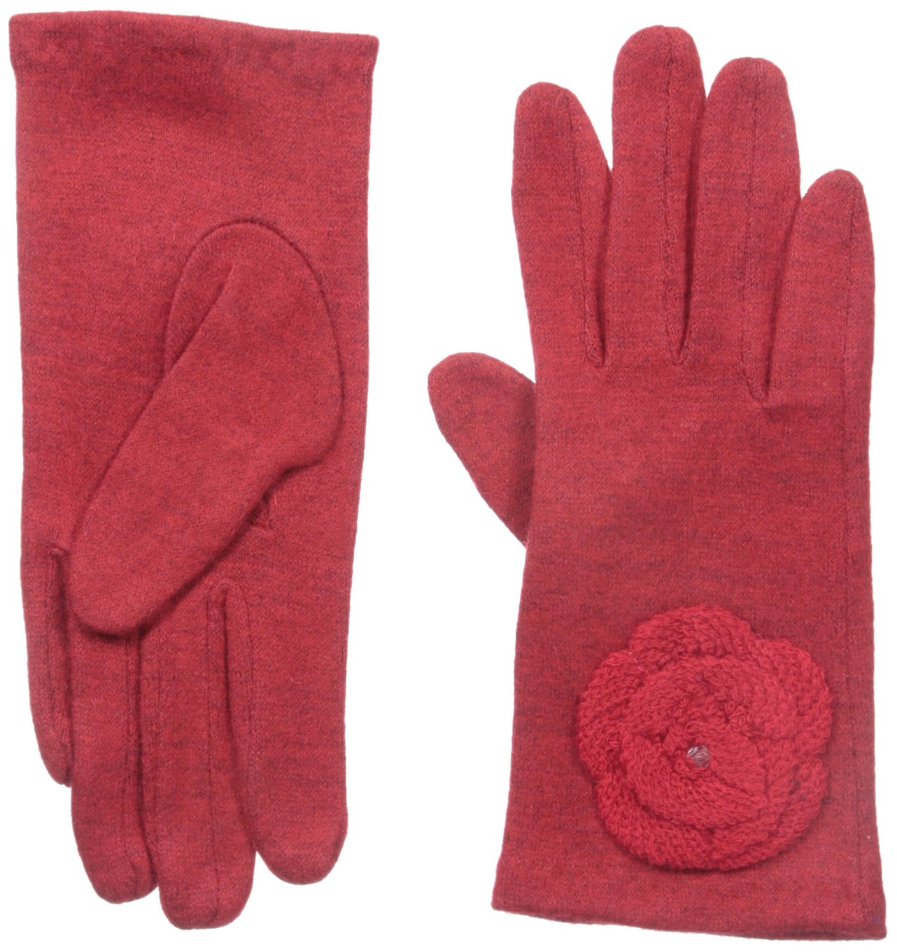 Women's Wool Blend Gloves with Flower
