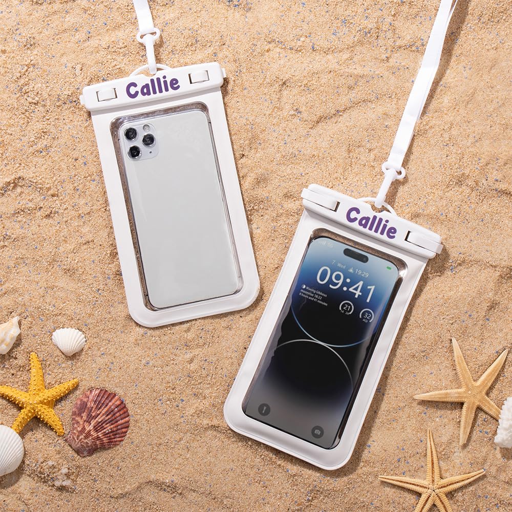 idooodle Personalized Waterproof Phone Pouch, Custom Name Multicolor Phone Water Protector Pouch with Detachable Lanyard