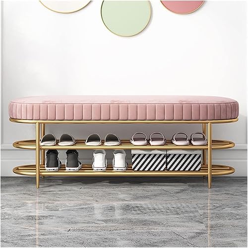 Estante de zapatos Zapatero para entrada, banco de zapatos de 3 niveles, organizador de zapatos con estantes de malla metálica y asiento acolchado,