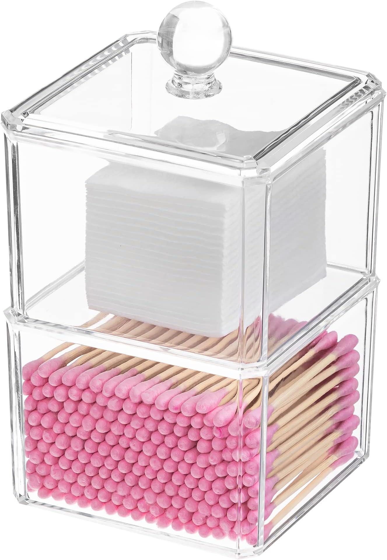 Hipiwe Clear Qtip Dispenser Holder Acrylic Bathroom