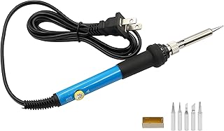 Electric Soldering Iron Kit, (60W ,110V) Adjustable Temperature Welding Tool, with 5pcs Soldering Tips, Soldering Iron Kit Electronics, Stainless Steel, Copper, (Blue)