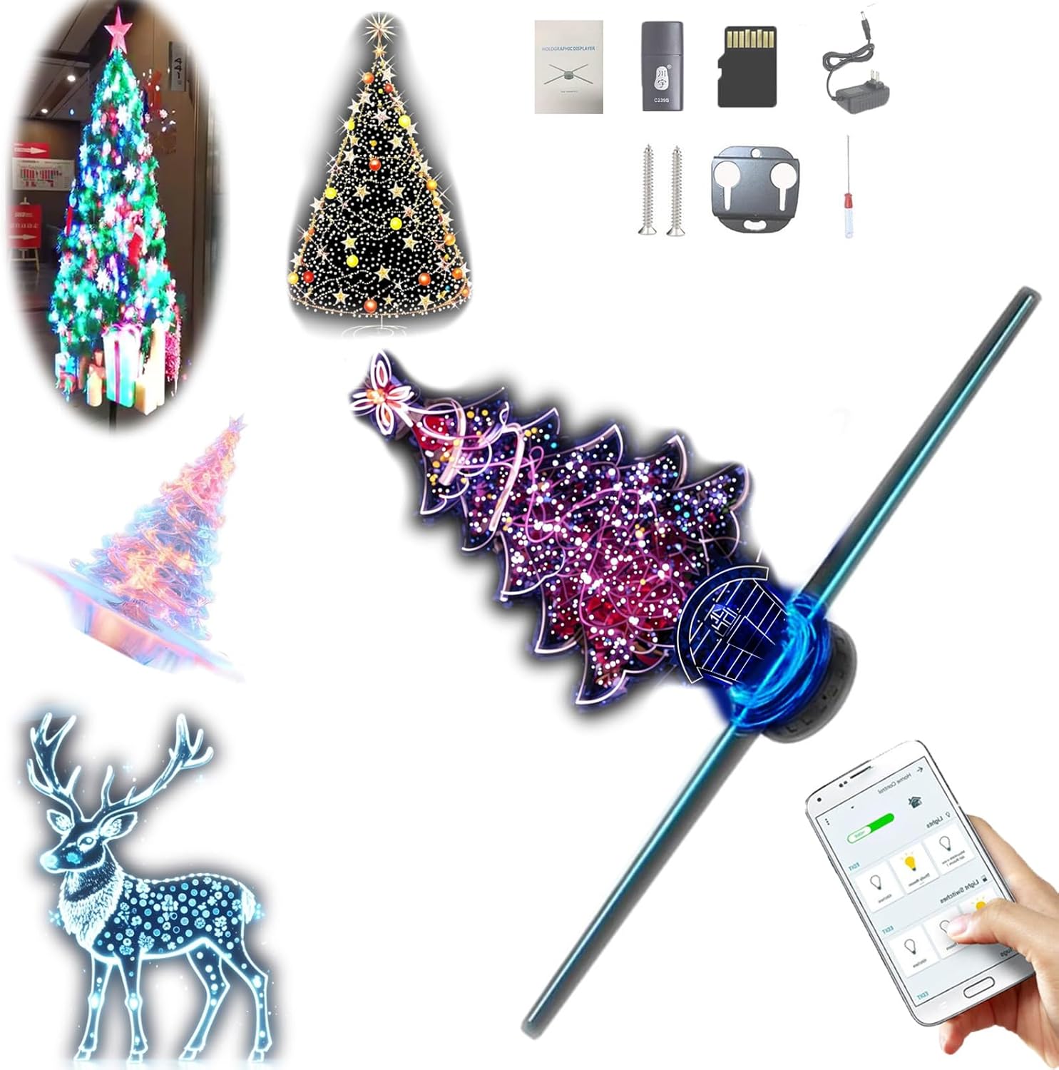 3D Hologram LED Fan Projector Christmas Tree,3D Hologram